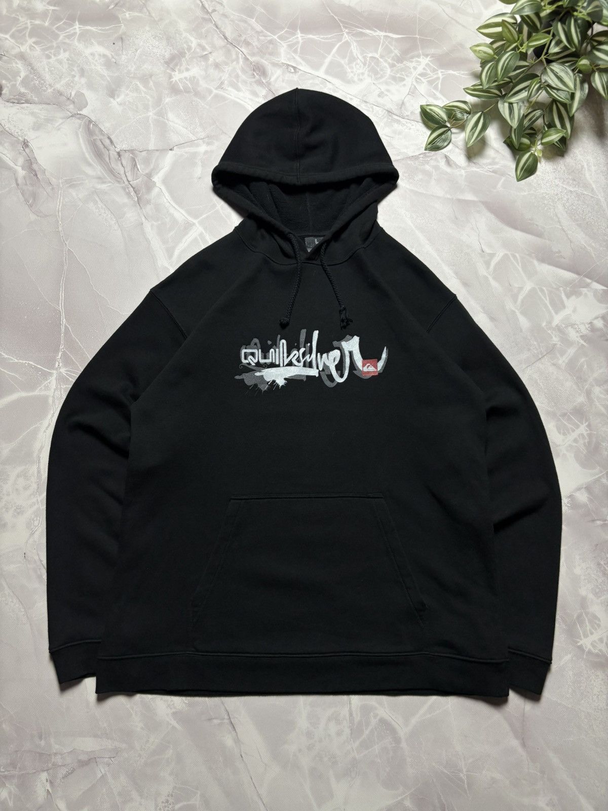 Quiksilver Vintage Y2K Quiksilver Hoodie Big Logo Skate Black Mens L Size US L / EU 52-54 / 3 - 4 Thumbnail
