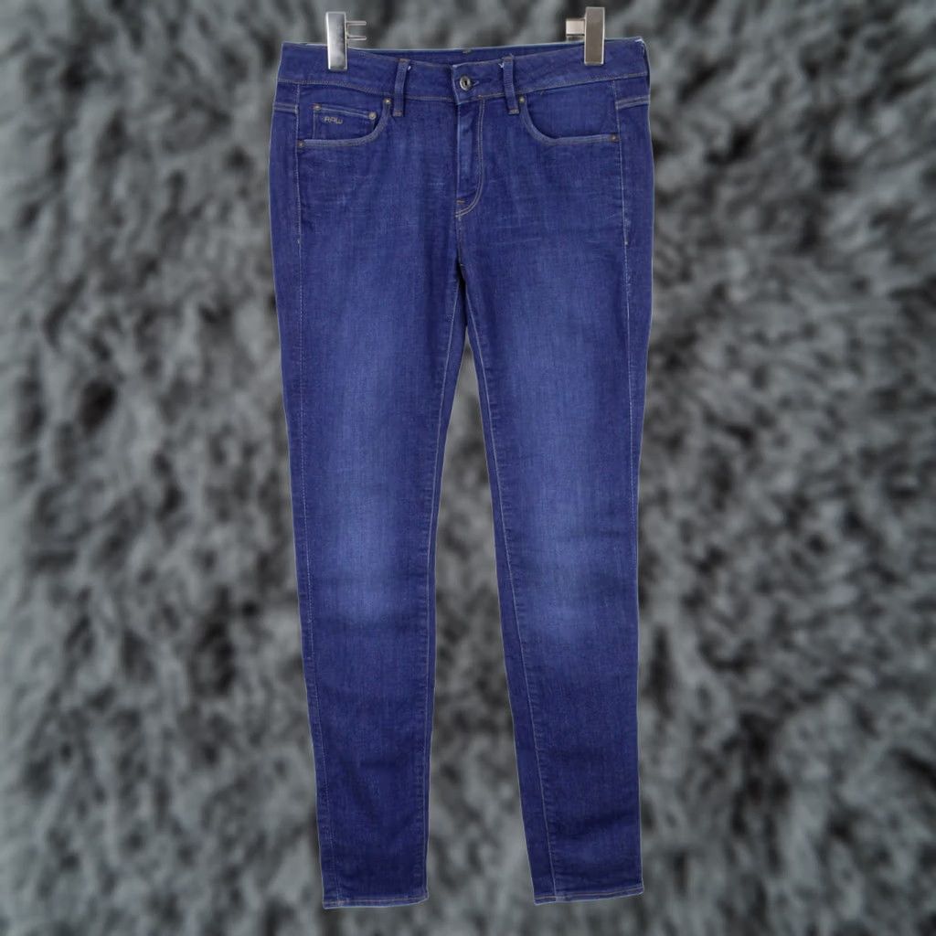 G-Star G-STAR 3301 Contour High Skinny Jeans Women's W29/L32 Stretch Whiskers Zip Fly Dark Blue Size 29" - 1 Thumbnail