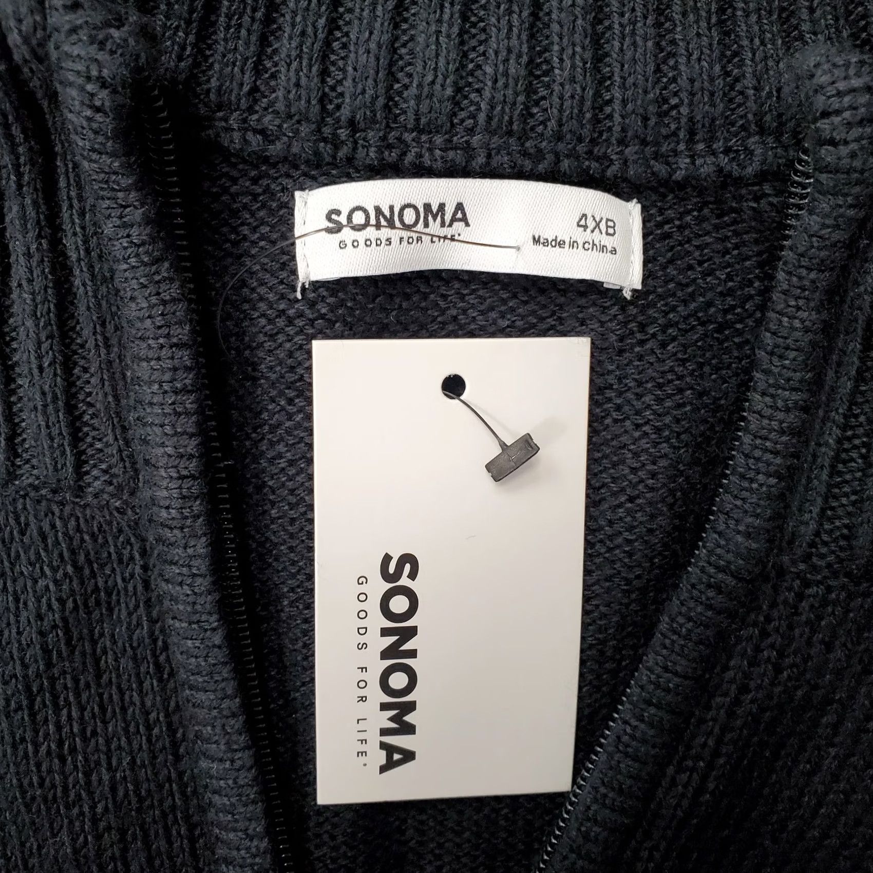 Vintage Sonoma Mens 4XB Black Knit Heavyweight Crew Neck 1/4 Zip Pullover Sweatshirt Size US XXL / EU 58 / 5 - 8 Thumbnail