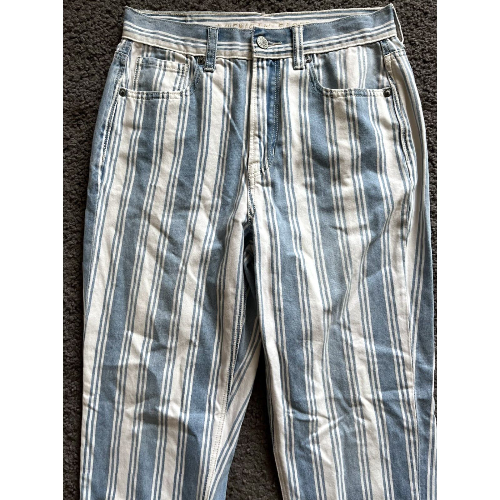 American Eagle Outfitters American Eagle Mom Jeans High Rise Pin Stripe Womens Sz 2 Light Wash 100% Cotton Jeans Vintage No Size 26" / US 2 / IT 38 - 5 Thumbnail