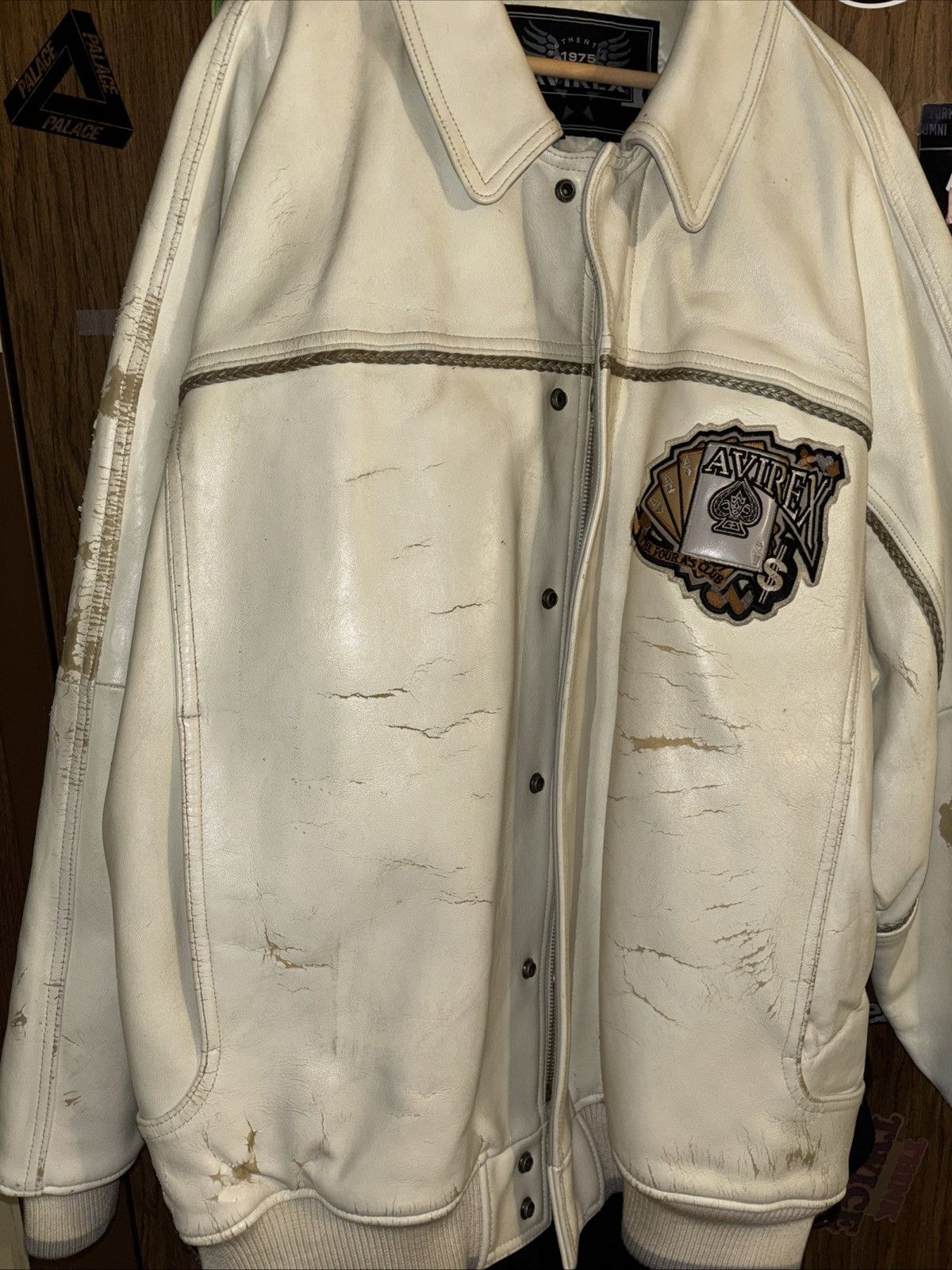 90s AVIREX KING CASINO Jacket Leather Cards Vi