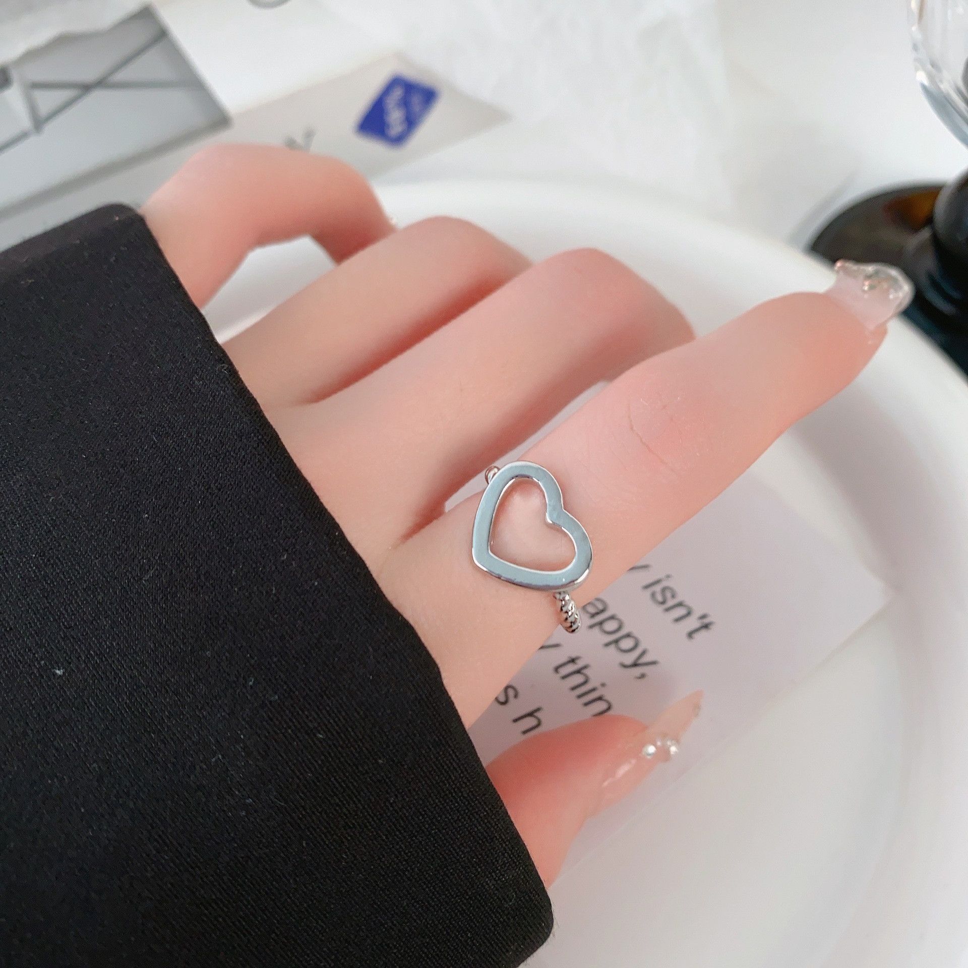 Jewelry Heart Rare Jewelry Rings Open Size Chrome Ring (Size 7-13) Size ONE SIZE - 6 Thumbnail