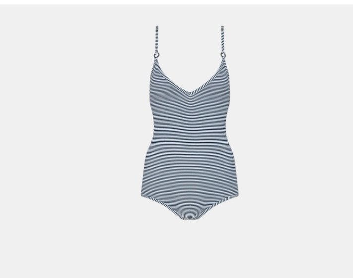 o1w1db10425 25BS11A One-Piece Swimsuit in White & Navy Blue
