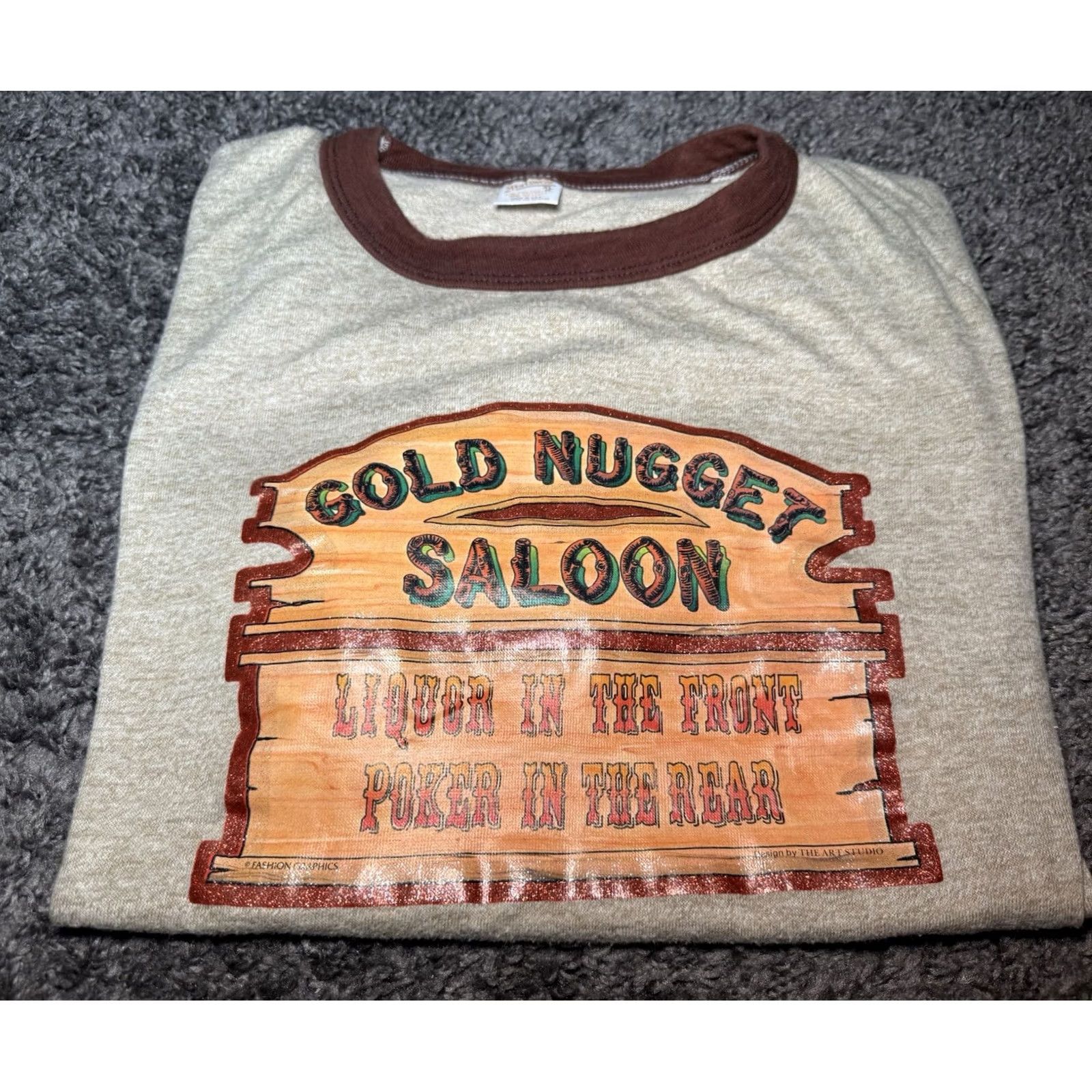 Vintage VINTAGE Sportswear Shirt XL White Vtg 70s Gold Nugget Saloon Ringer Tee Bar Western Style Tag Size US XL / EU 56 / 4 - 2 Thumbnail