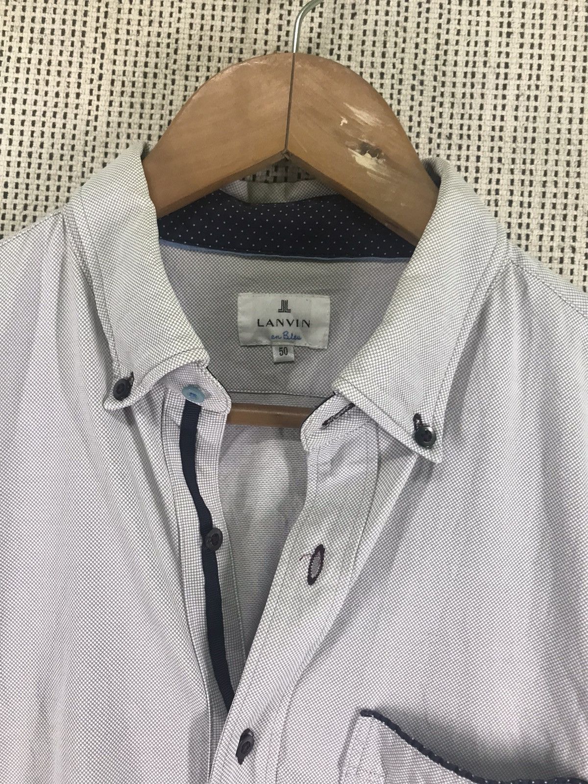 Designer × Lanvin × Vintage LANVIN Classique Shirt Gray Cotton Men's Button Up Size 50 Size US L / EU 52-54 / 3 - 3 Thumbnail