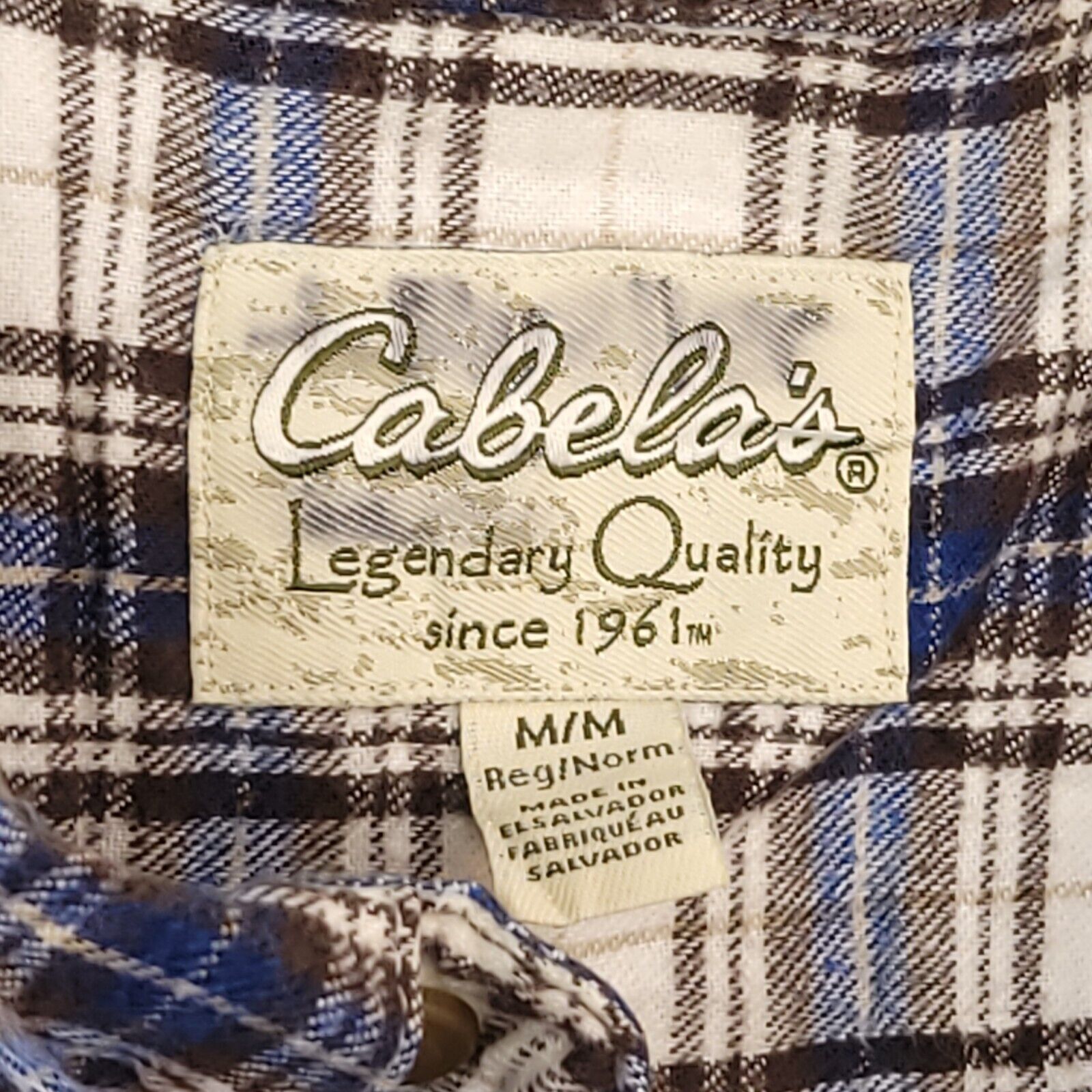 Cabelas Cabelas Tartan Flannel Shirt Adult Mens Size M White Blue Size US M / EU 48-50 / 2 - 3 Thumbnail