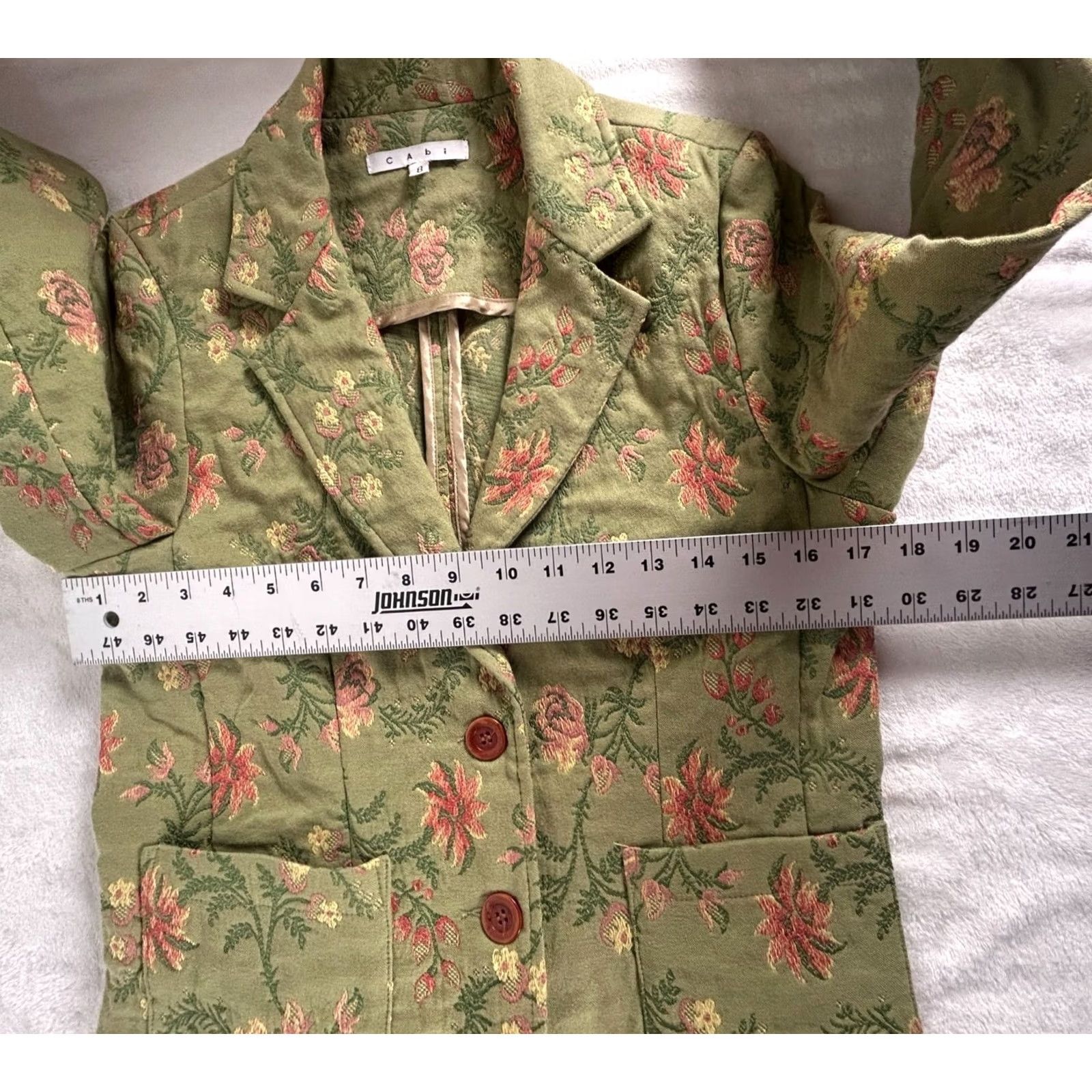 Vintage CAbi Green Tapestry Blazer Jacket Size 8 Floral Embroidered Pockets Womens Jacket Size M / US 6-8 / IT 42-44 - 6 Thumbnail