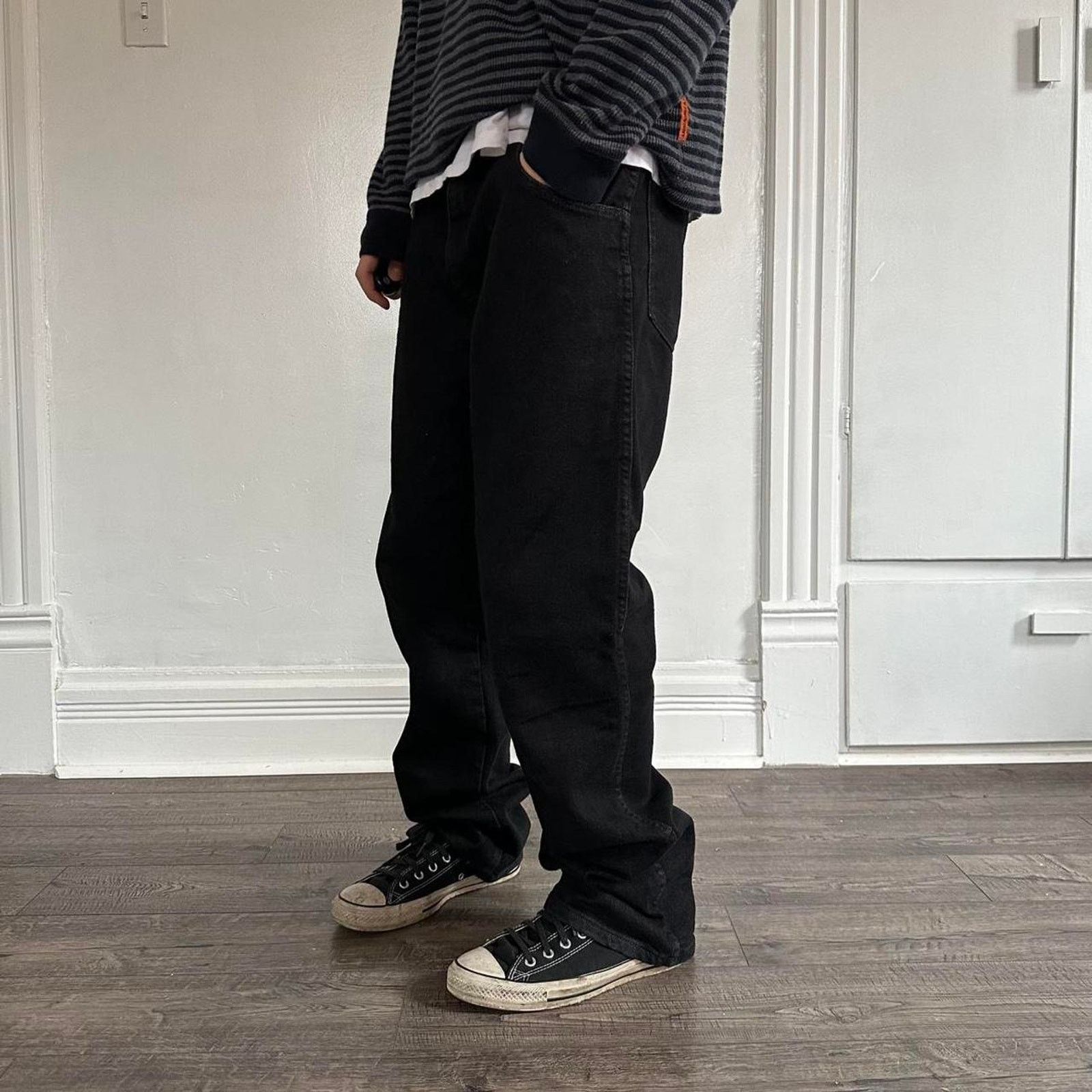 Basic Vintage Wrangler Black Dark Denim Jeans Pants
