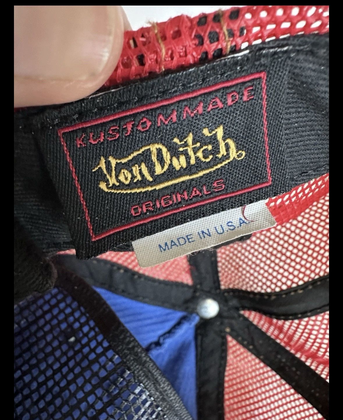 Von Dutch 🔥 Vintage Von Dutch Trucker Hat Y2K Corduroy Red Blue Size ONE SIZE - 6 Thumbnail