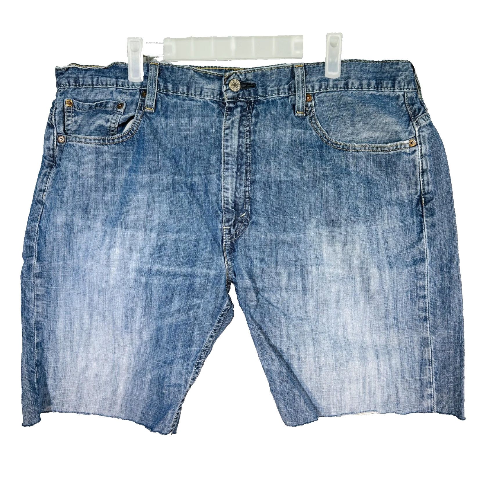 Levi's Levi's 569 Shorts Mens 38 Blue Bermuda Distressed 5-Pocket Zip Fly Raw Hem 8in Inseam Casual Summer Vintage: No Size US 38 / EU 54 - 4 Thumbnail
