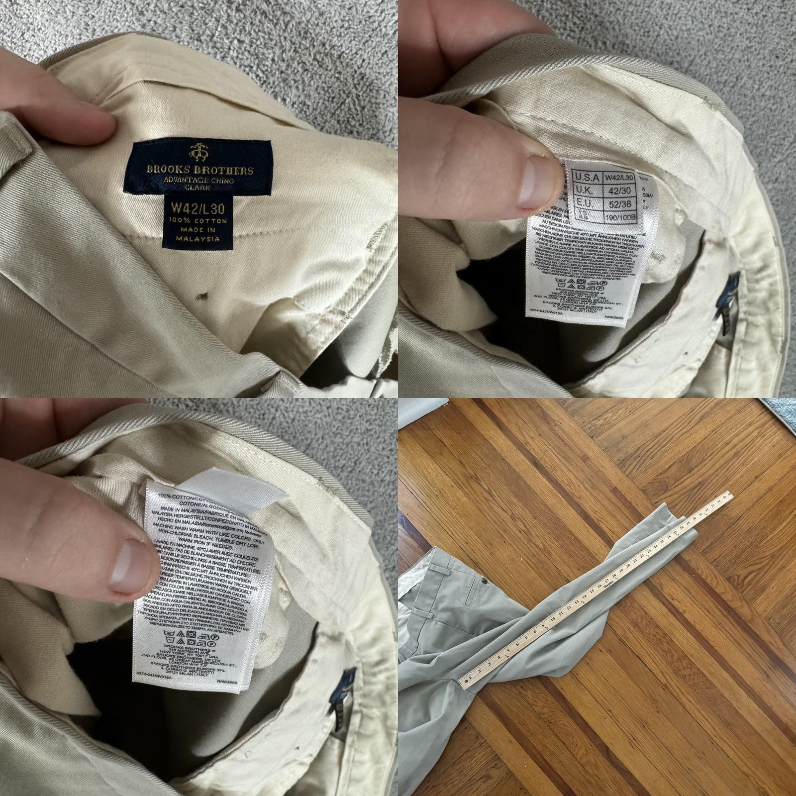 Brooks Brothers Brooks Brothers Clark Fit Advantage Chino Pants Mens 42x30 Khaki Beige Flat Front Straight Leg Business Casual 100% Cotton Size US 42 / EU 58 - 9 Thumbnail