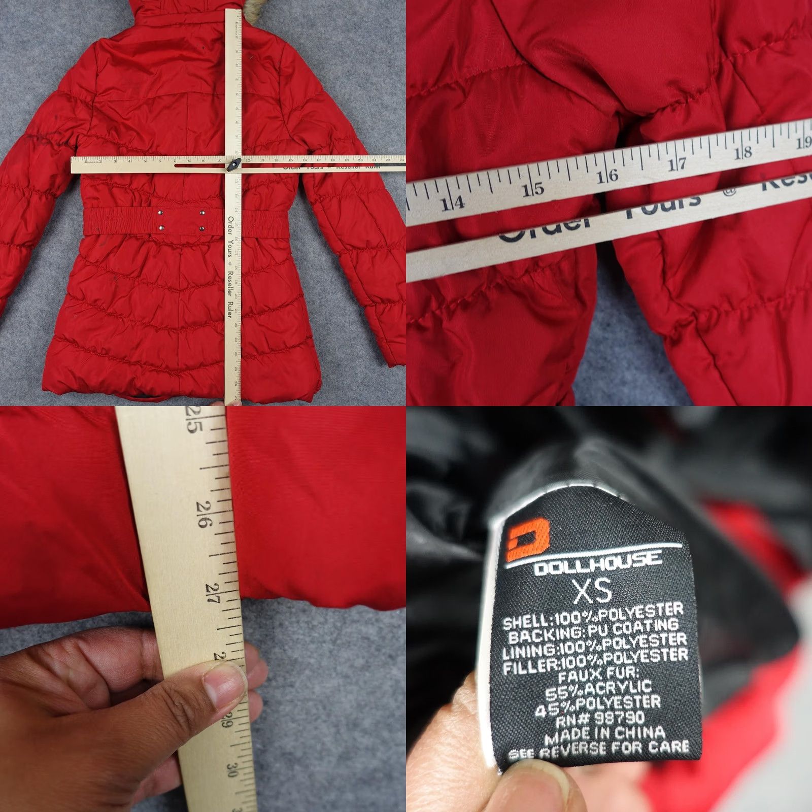 Vintage VINTAGE Dollhouse Coat Womens XS Red Faux Fur Hooded Quilted Puffer Jacket Y2K Size XS / US 0-2 / IT 36-38 - 11 Thumbnail