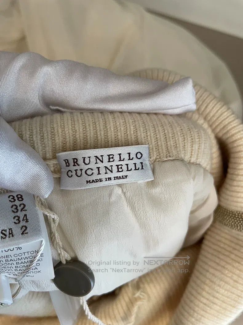 Brunello Cucinelli Brunello Cucinelli Beige Cotton Nylon Beaded Skirt Size 25" / US 0 / IT 36 - 3 Thumbnail