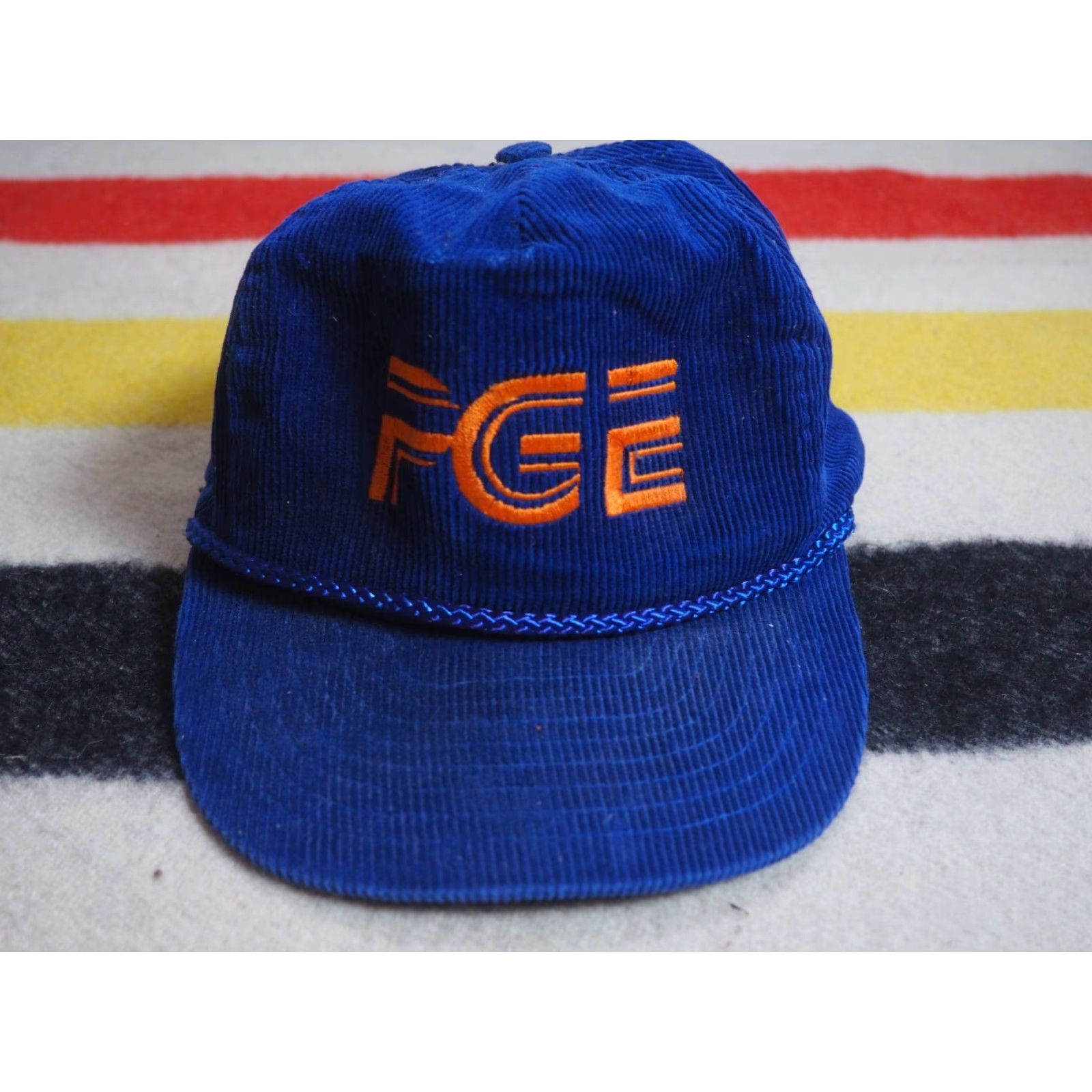 GAS VTG 80s 90s Pacific Gas Energy PGE Blue Corduroy Strapback Trucker Hat Cap OSFM Size ONE SIZE - 2 Thumbnail