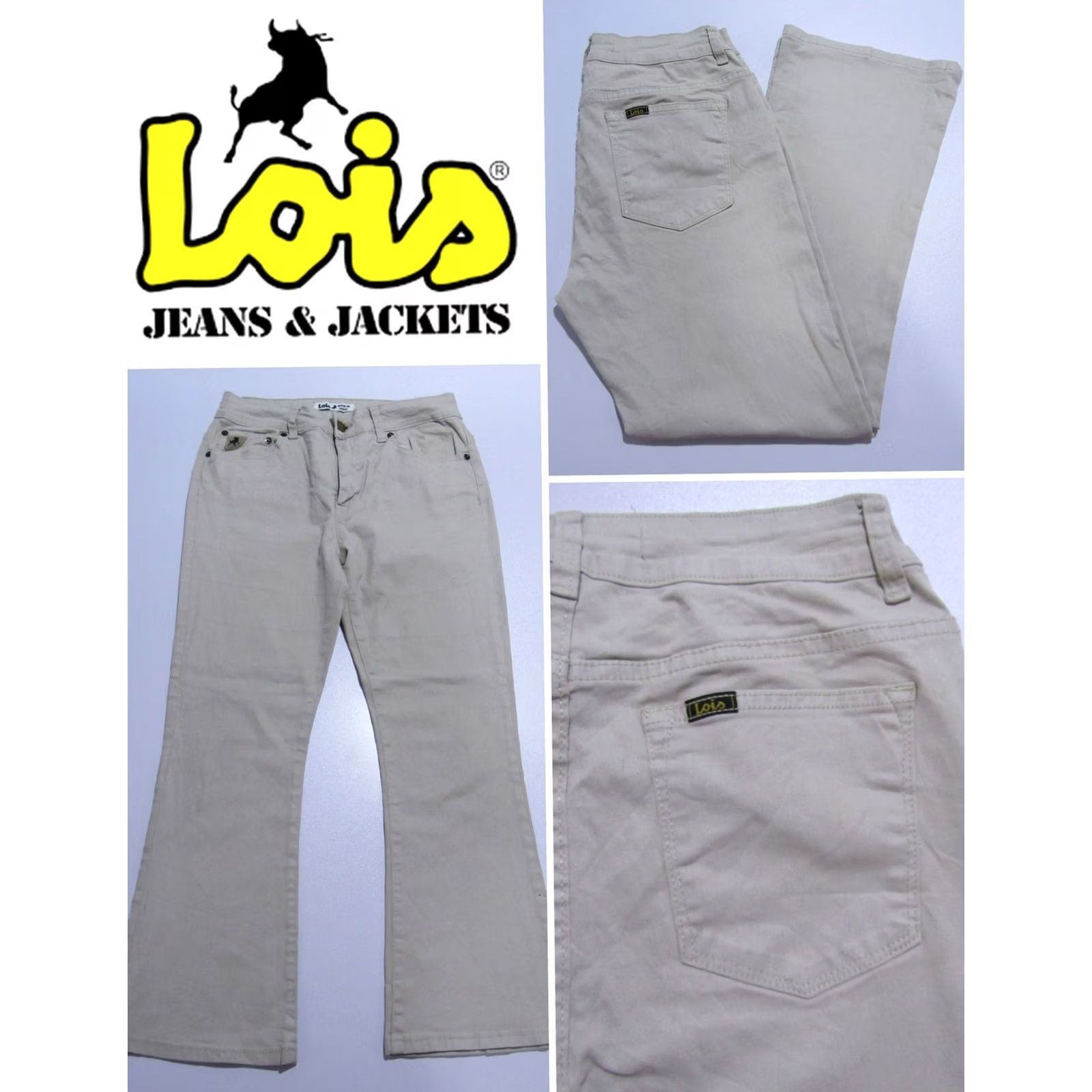 Vintage Lois Vtg Stretch Bootcut Regular Fit Jeans Beige W29/L26 UK 11 SKU Y12504 Size 29" - 2 Thumbnail