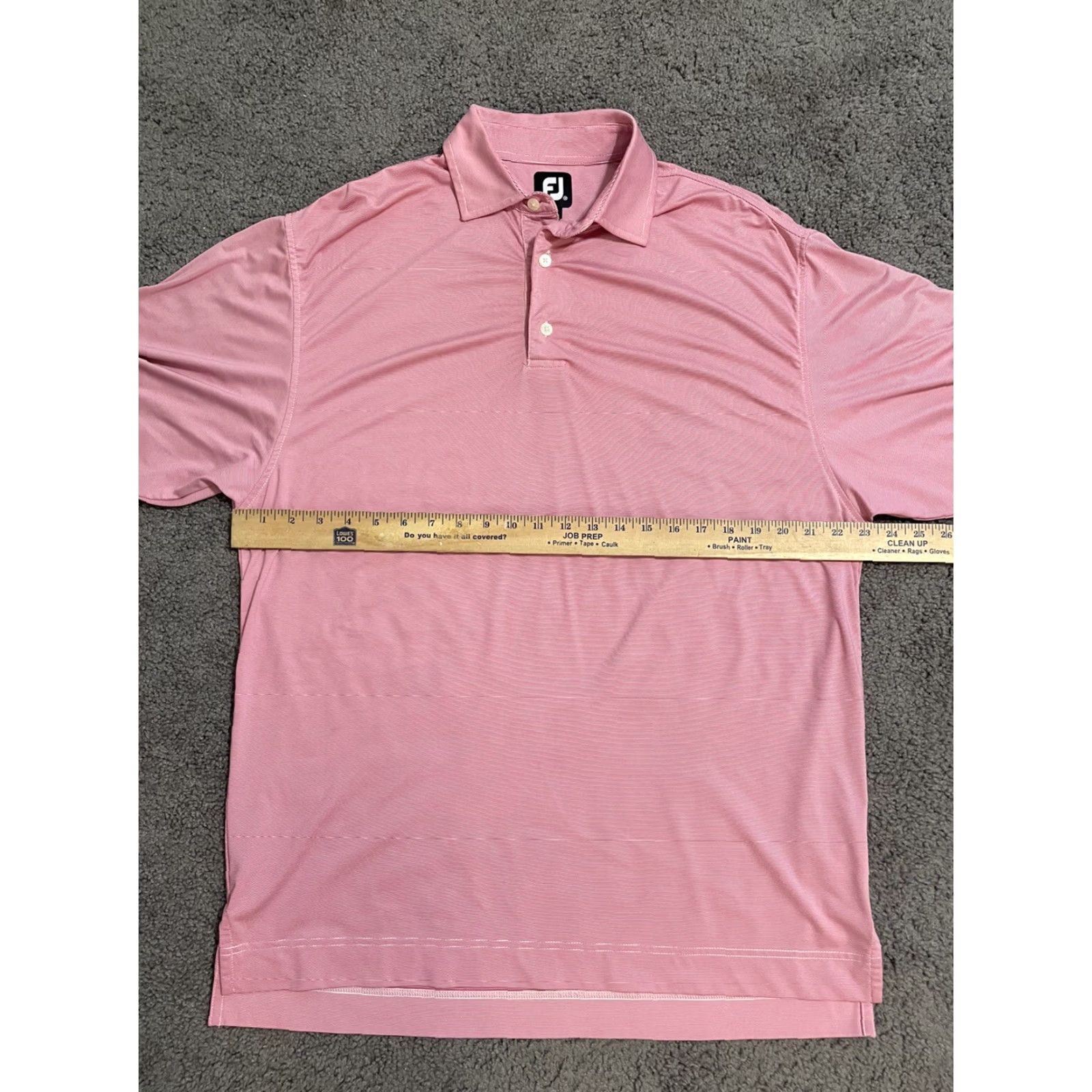 Footjoy FOOTJOY Polo Shirt M Men Striped Sport Golf Casual Activewear Short Sleeve Pink Blue Pattern Size US XL / EU 56 / 4 - 5 Thumbnail