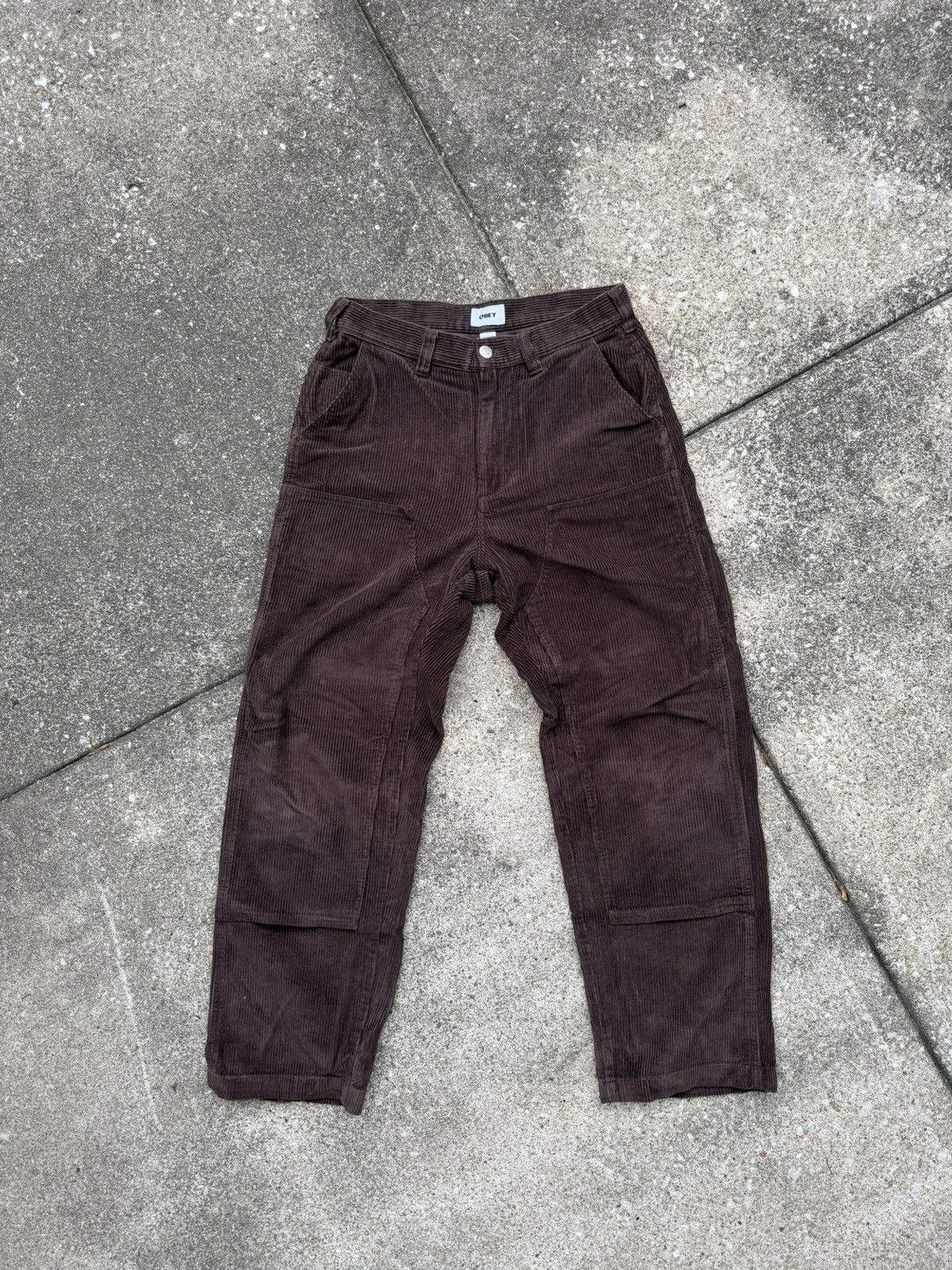 Obey Obey Carpenter Relaxed Fit Faded Corduroy Brown Pants Size US 28 / EU 44 - 4 Thumbnail