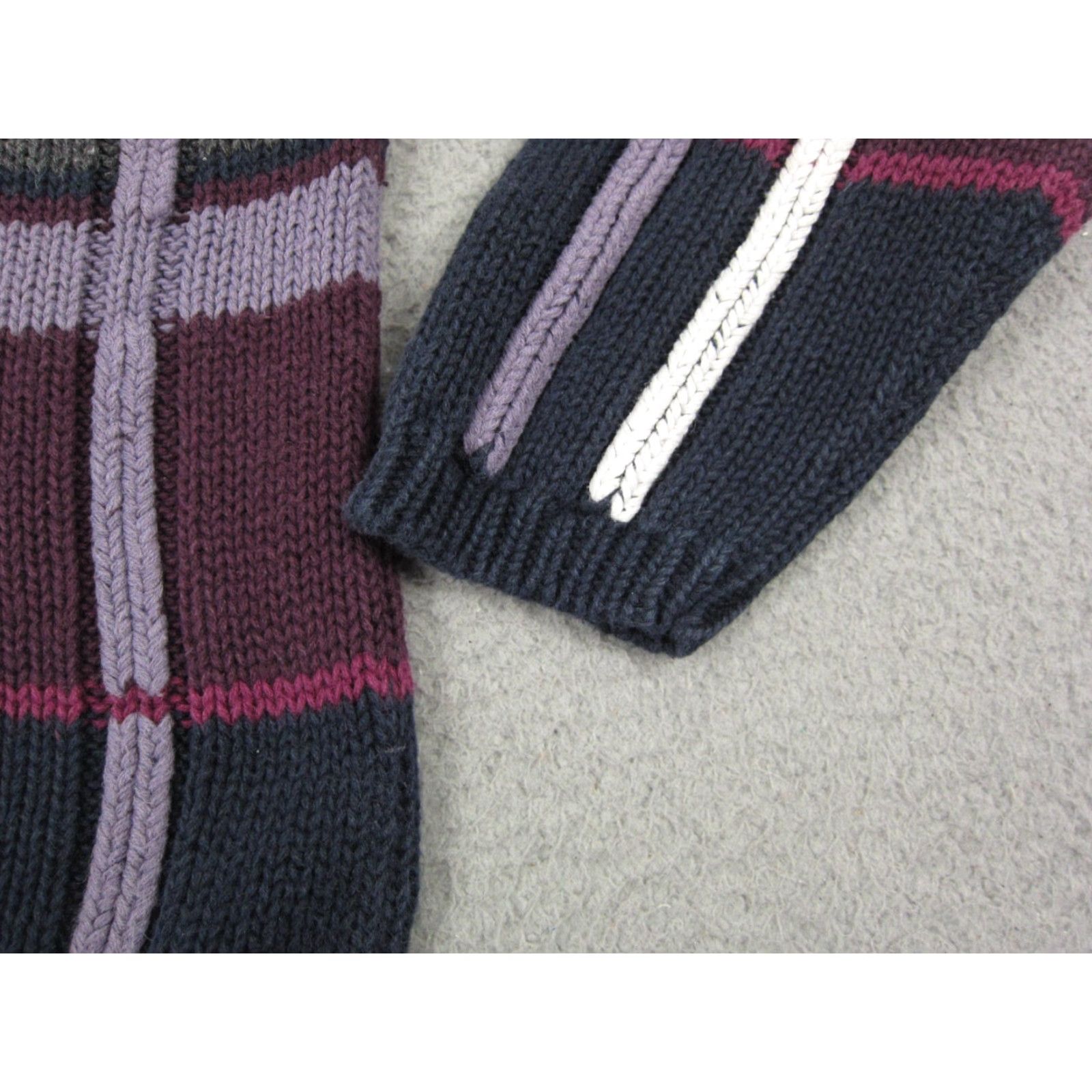 Vintage VINTAGE Christopher & Banks Sweater Womens L Blue Purple Chunky Knit Grid Pullover 80s USA Mens Womens Girls Boys Size L / US 10 / IT 46 - 4 Thumbnail