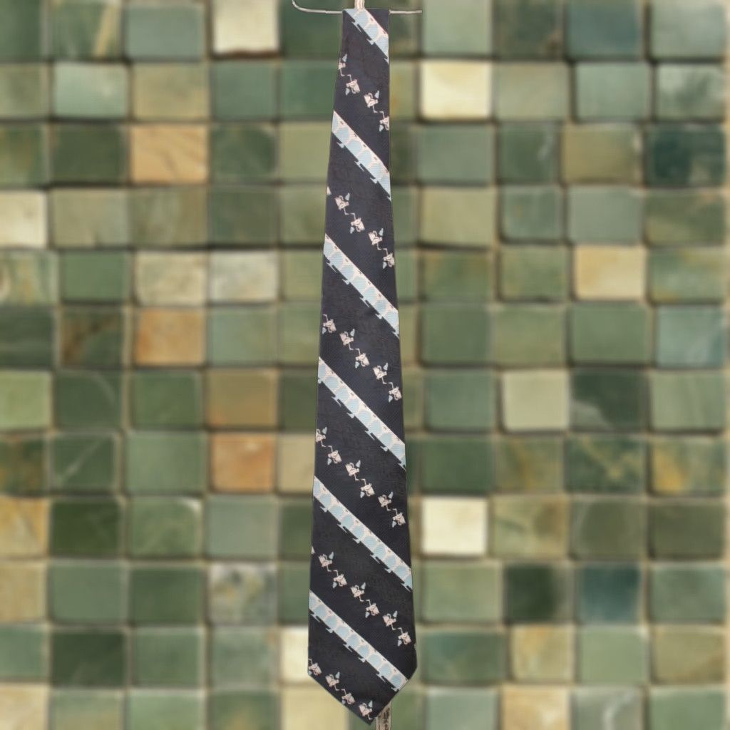 Hartford VTG Hartford 70s Tie Neck Tie Men Blue Horse Abstract Striped Long 55" Nylon NOS Modern Size ONE SIZE - 1 Thumbnail