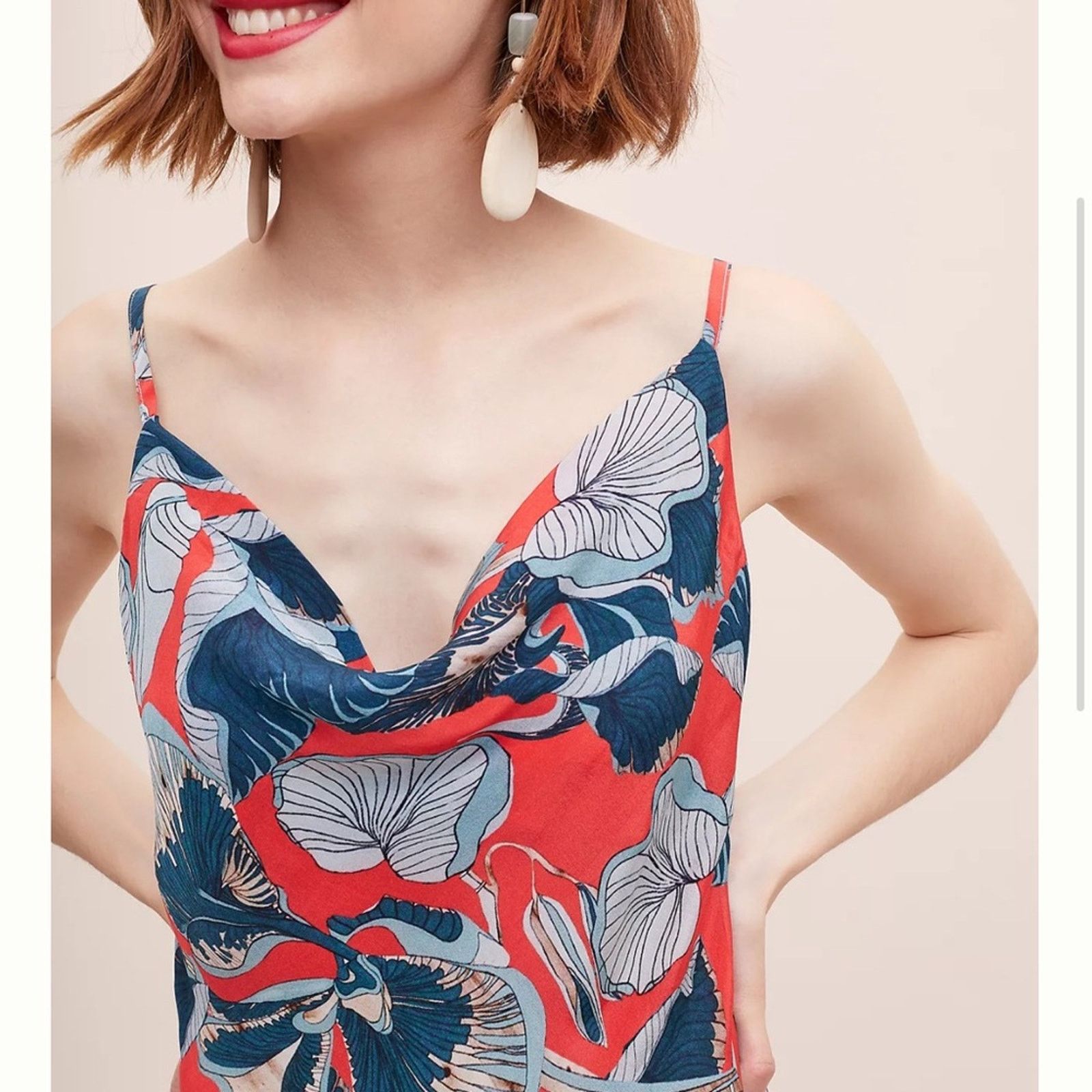 Anthropologie Anthropologie Monstera Slip Dress by Bl-nk London – Red/Blue Size S / US 4 / IT 40 - 4 Thumbnail
