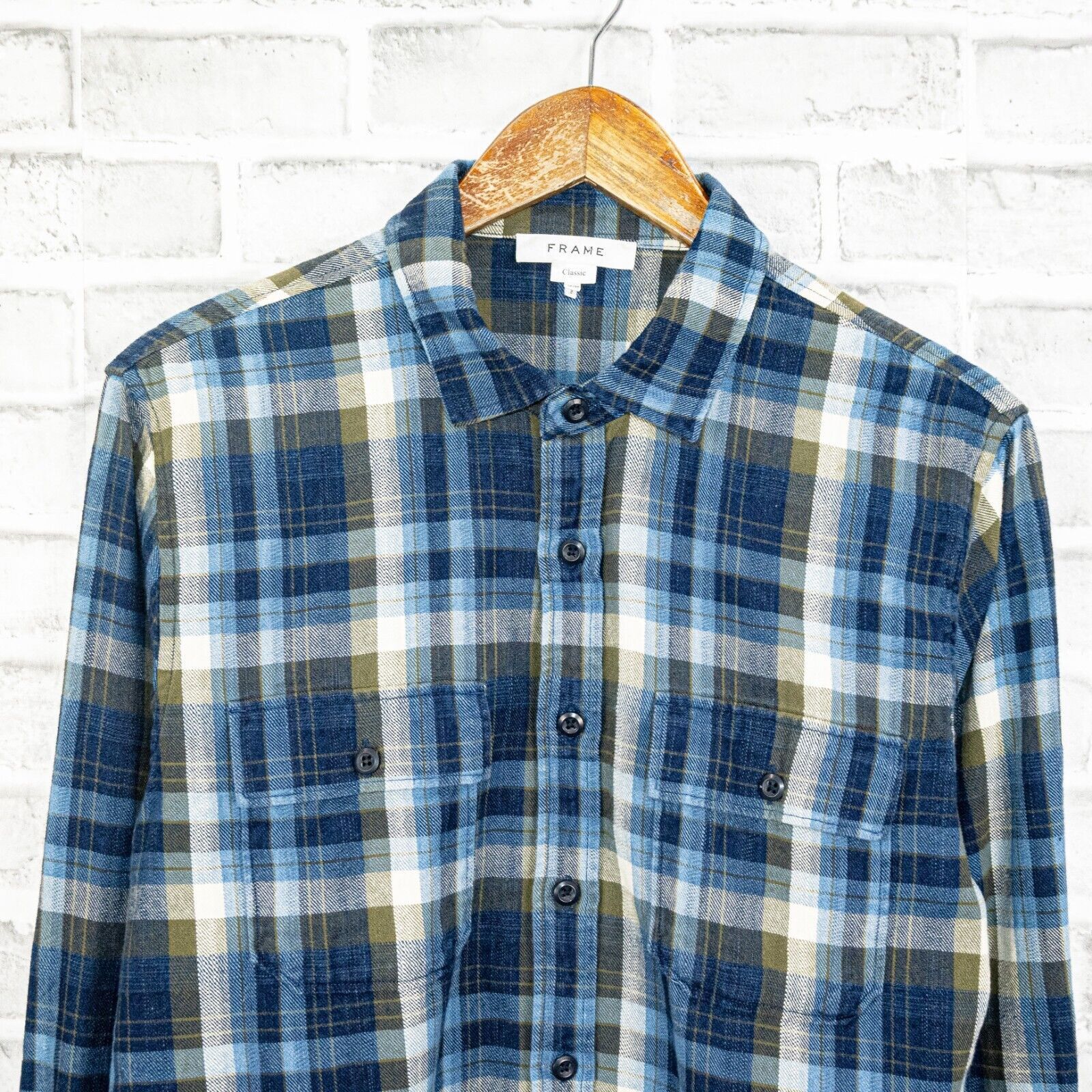 Frame FRAME Denim Flannel Shirt Blue Plaid cotton double pocket Size US M / EU 48-50 / 2 - 4 Thumbnail