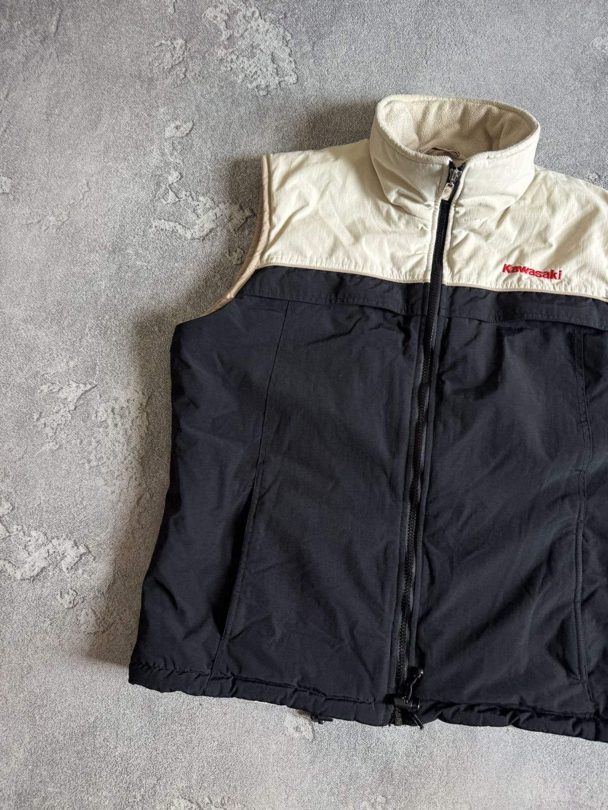 Vintage Kawasaki zip nylon + fleece vest sleeveless jacket racing Size US M / EU 48-50 / 2 - 5 Thumbnail