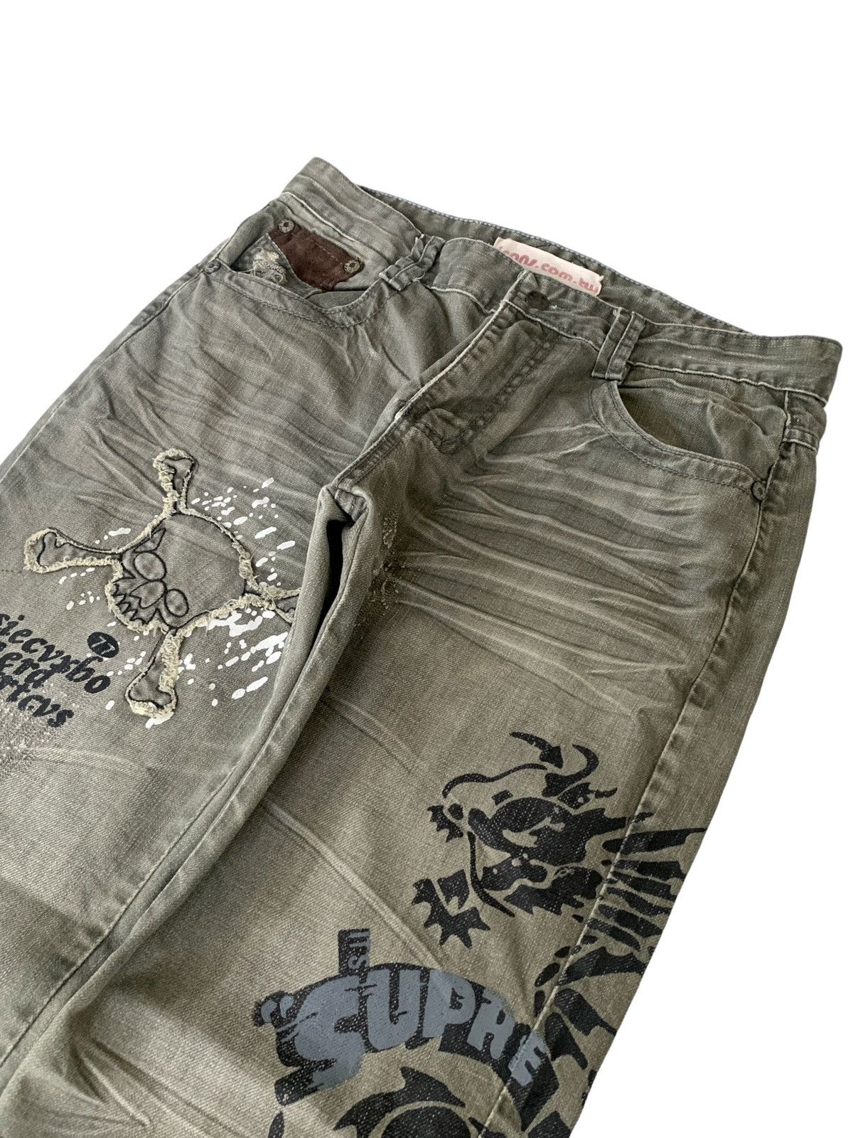 Japanese Brand Japan Skull & Dragon Designer Distressed Style Size US 33 - 1 Thumbnail