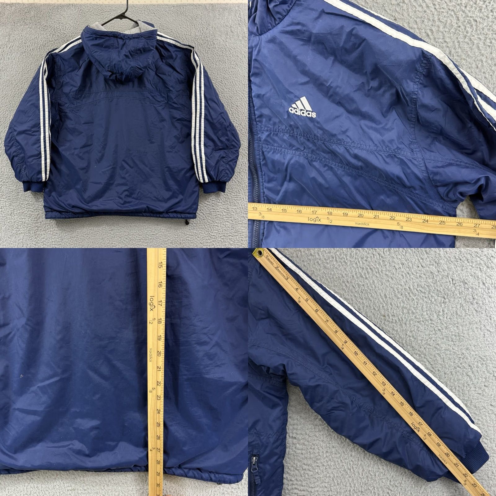 Adidas VINTAGE Adidas Jacket Men XL Blue Reversible Full Zip 90s Sport Hooded Puffer Size US XL / EU 56 / 4 - 8 Thumbnail