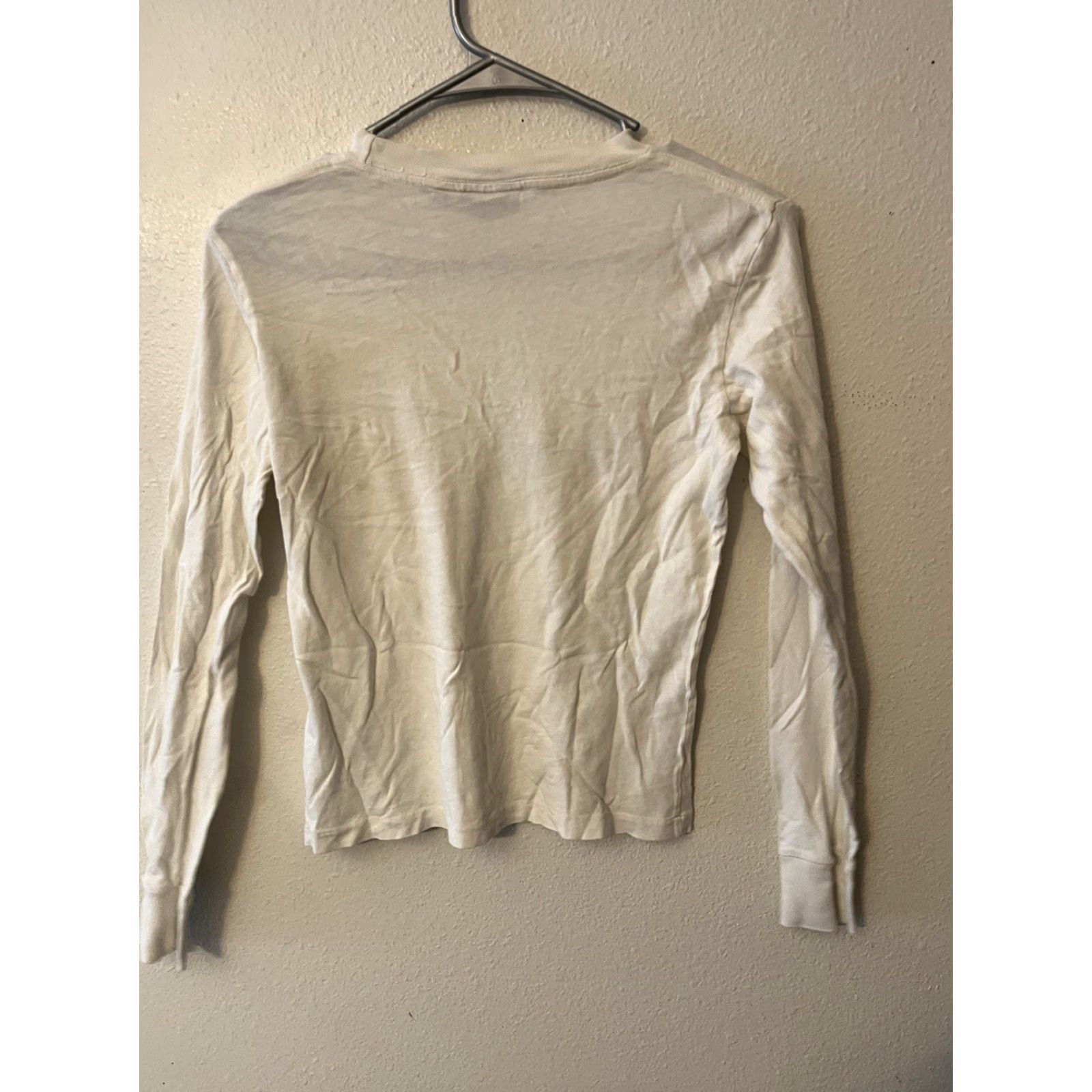 American Eagle Outfitters American Eagle Outfitters Womens T-Shirt Top Small White Graphic Crew Neck Long Sleeve Size S / US 4 / IT 40 - 2 Thumbnail
