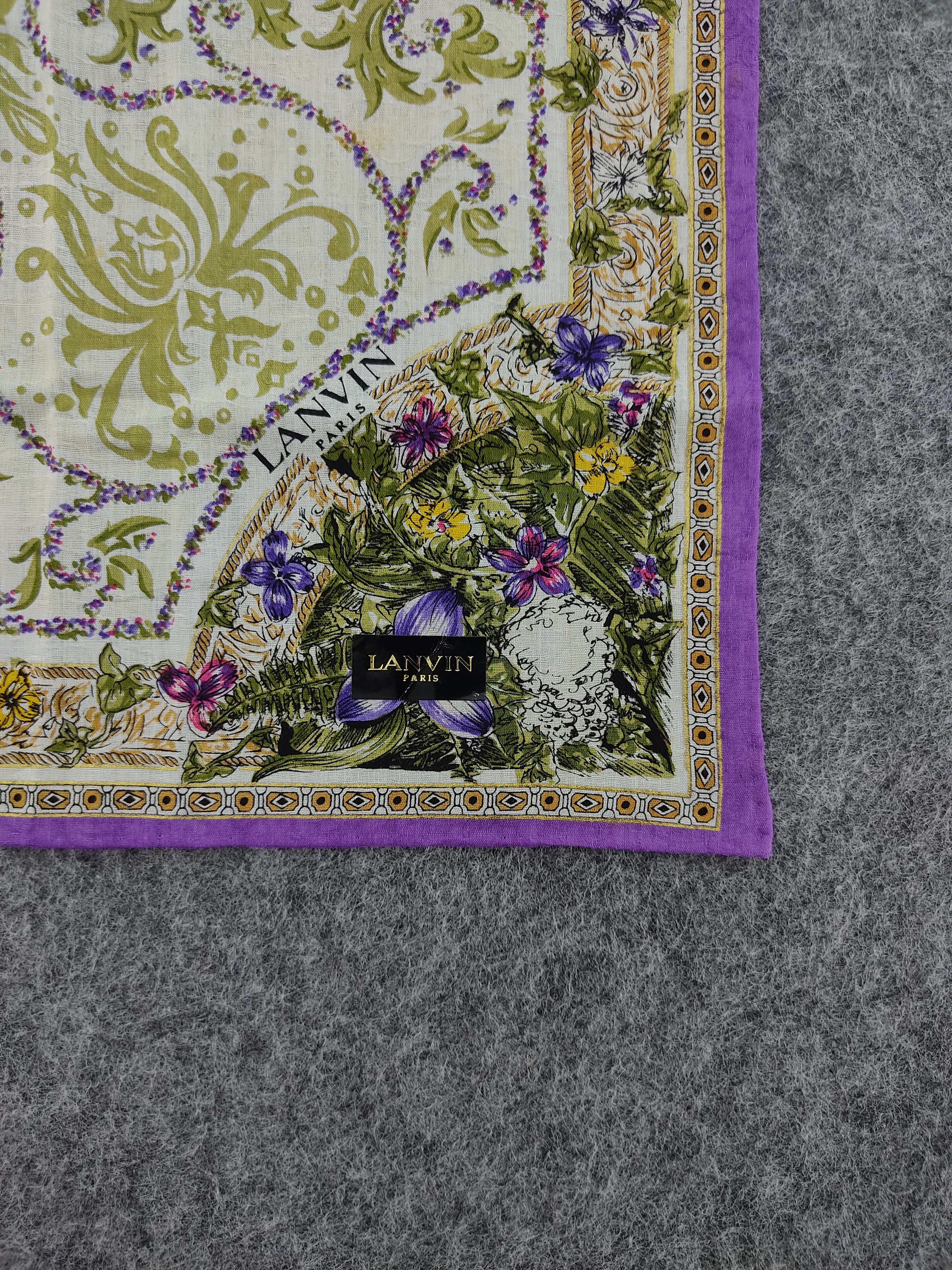 Lanvin Vintage Lanvin Paris Botanical Floral Cotton Handkerchief Size ONE SIZE - 4 Thumbnail