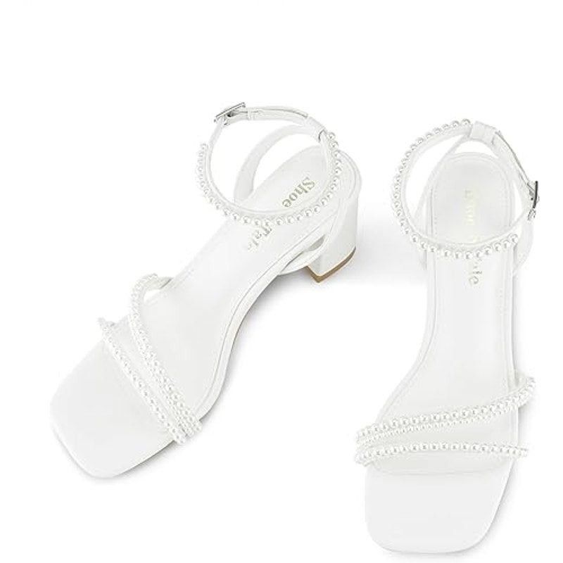 Other Shoe'N Tale Women's 5 Pearl Open Toe Ankle Strap Sandals Size US 5 / IT 35 - 3 Thumbnail