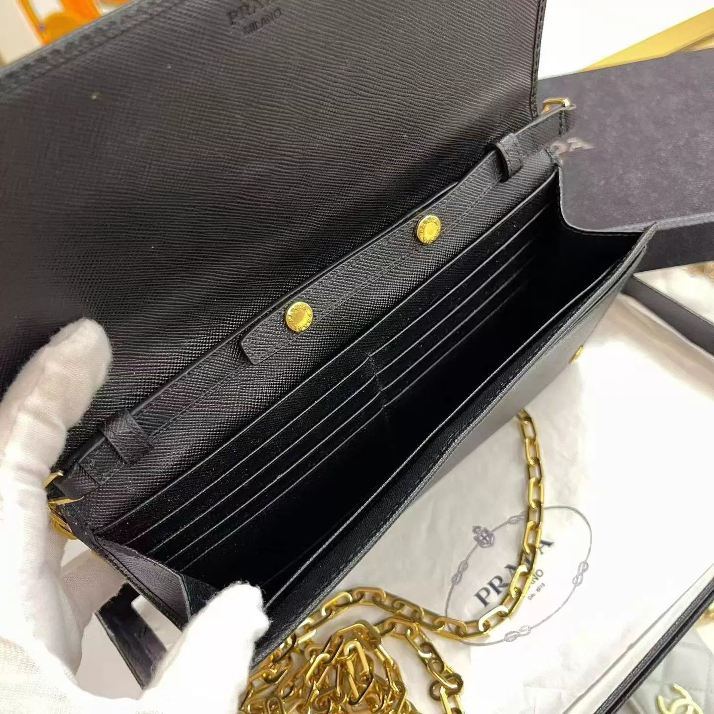Prada Prada Black Chain WOC Crossbody Calfskin Bag Size ONE SIZE - 7 Thumbnail