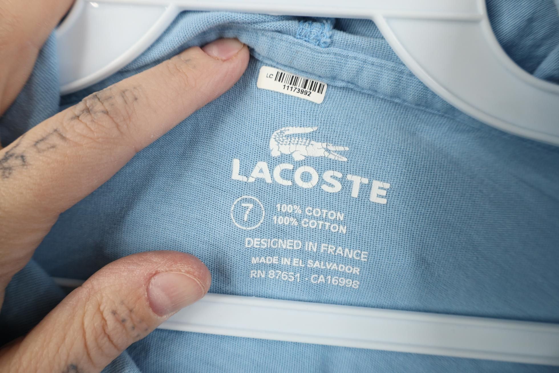 Lacoste Vtg Y2K Lacoste Logo Hoodie T-Shirt Carolina Blue Cotton Size US XL / EU 56 / 4 - 6 Thumbnail