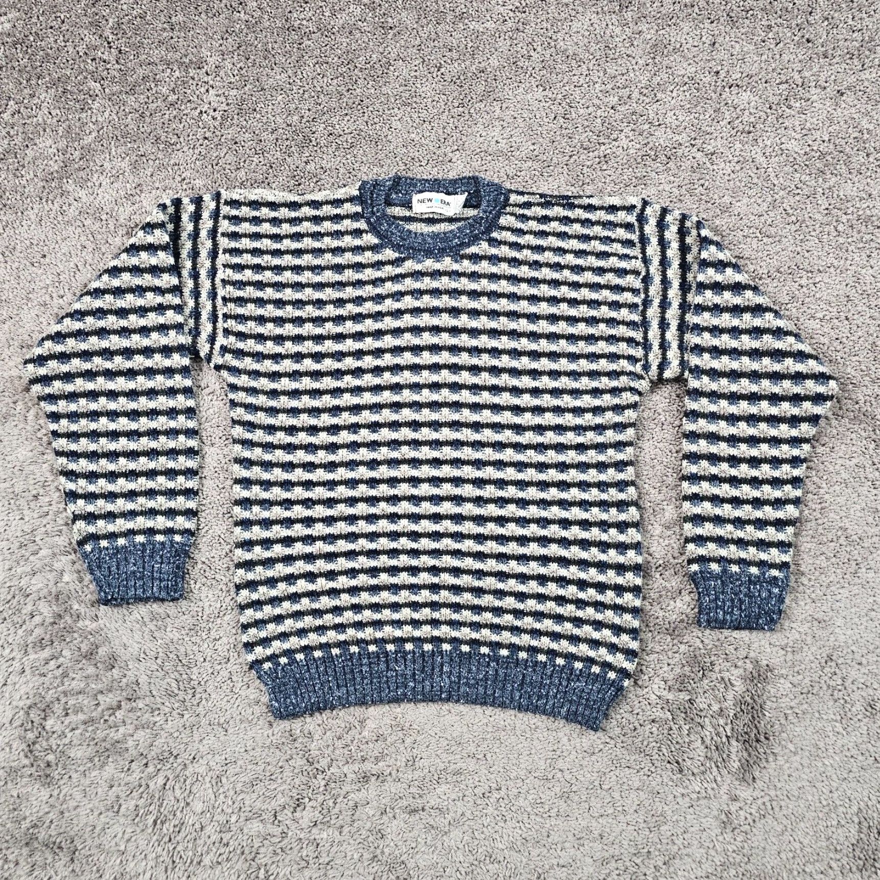 New Era VINTAGE New Era Knit Sweater Mens Large L Blue Plaid Crewneck 90s USA Size US L / EU 52-54 / 3 - 2 Thumbnail