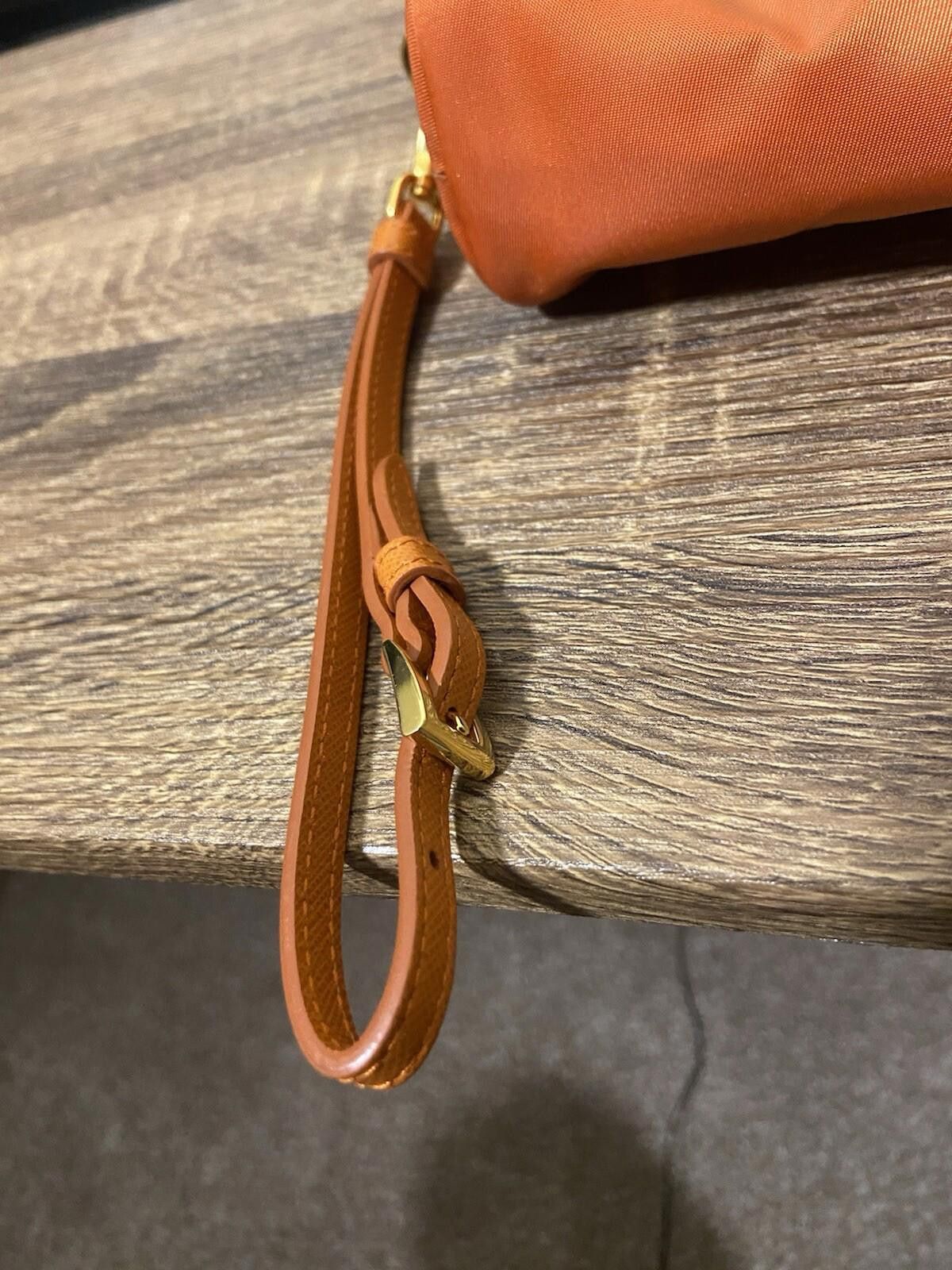 Prada Prada Tessuto orange nylon saffiano logo-lined clutch pouch Size ONE SIZE - 7 Thumbnail