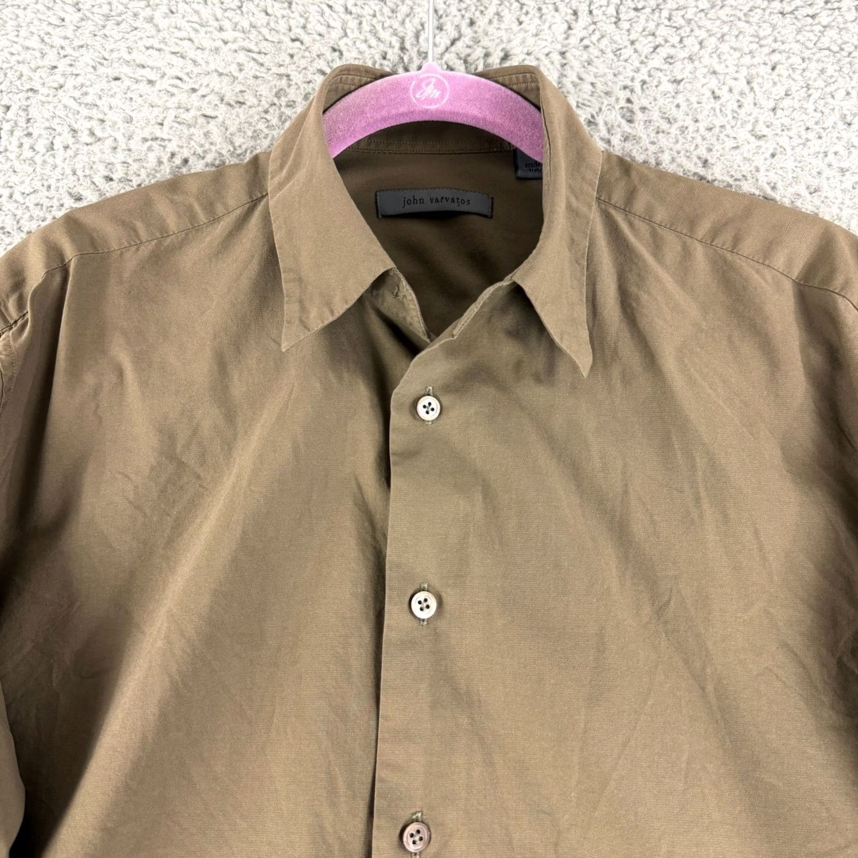 John Varvatos John Varvatos Button-Down Shirt Men M Brown Olive Made in Italy Long Sleeve Size US M / EU 48-50 / 2 - 2 Thumbnail