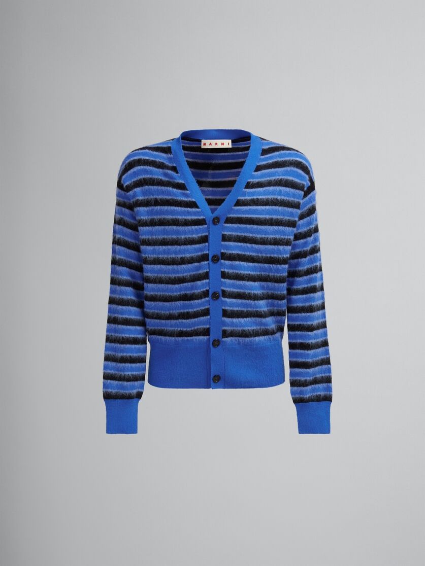 Marni o1w1db11125 Wool-Mohair Striped Cardigan in Blue Size US L / EU 52-54 / 3 - 1 Thumbnail