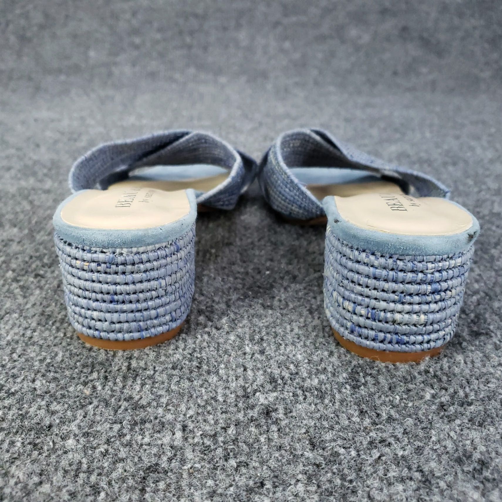 Olukai Beau & Ro By Sara Rossi Womens Blue Sandals Size 8.5 US 39 Slip On Leather Flat Sandal Womens Size US 9 / IT 39 - 5 Thumbnail