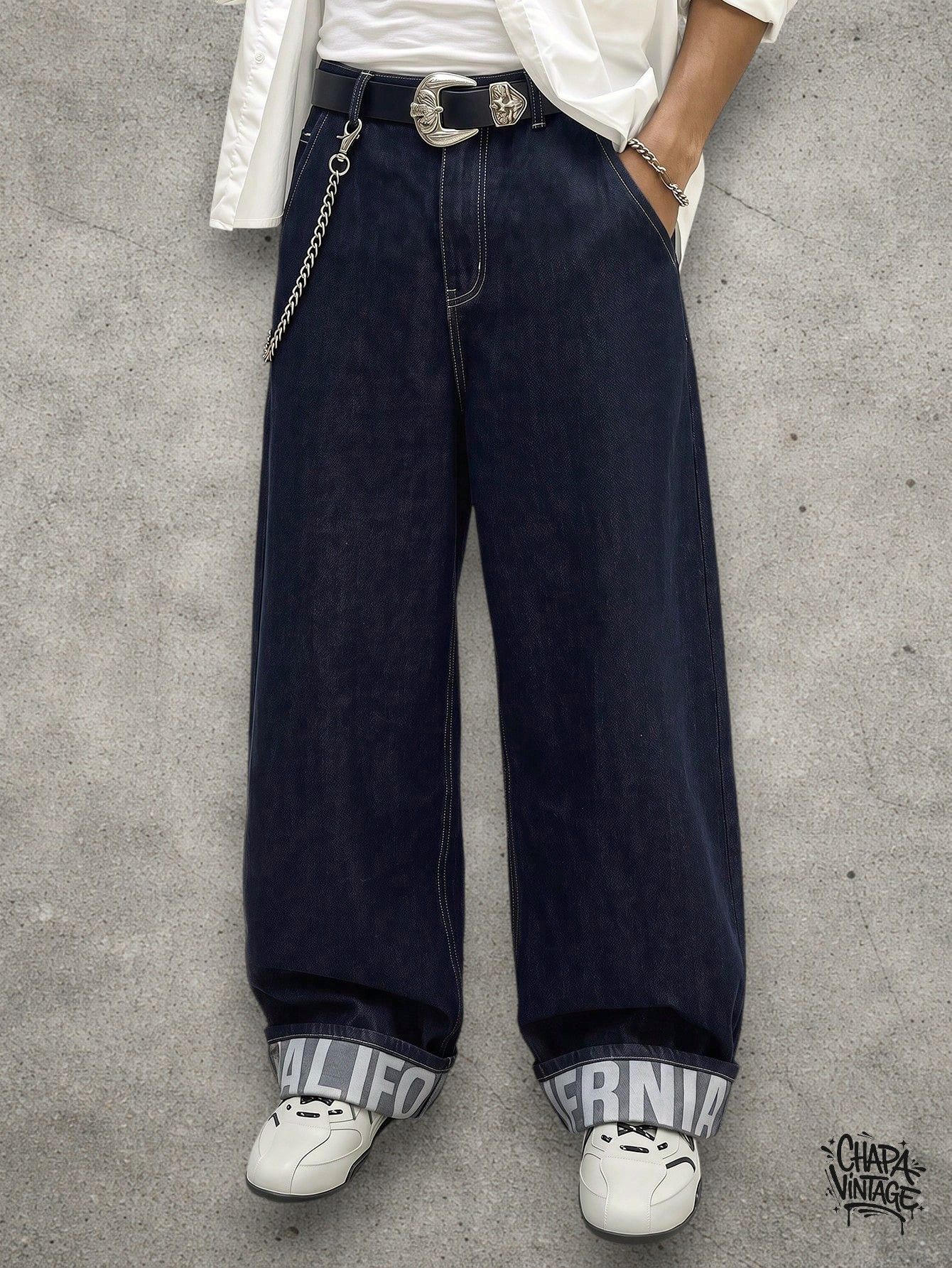 Vintage Baggy dark blue jeans Size US 32 / EU 48 - 4 Thumbnail