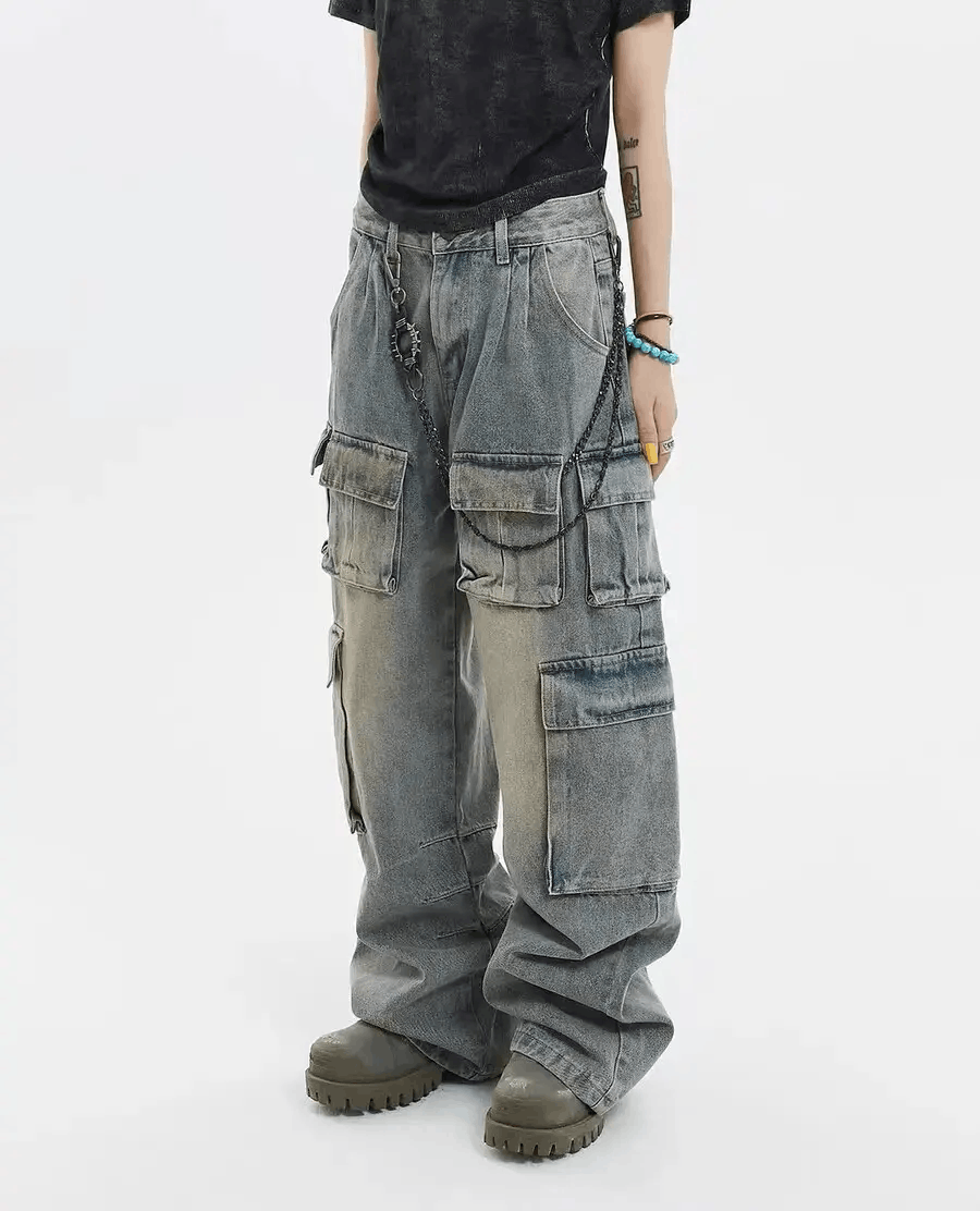 Vintage washed blue baggy jeans