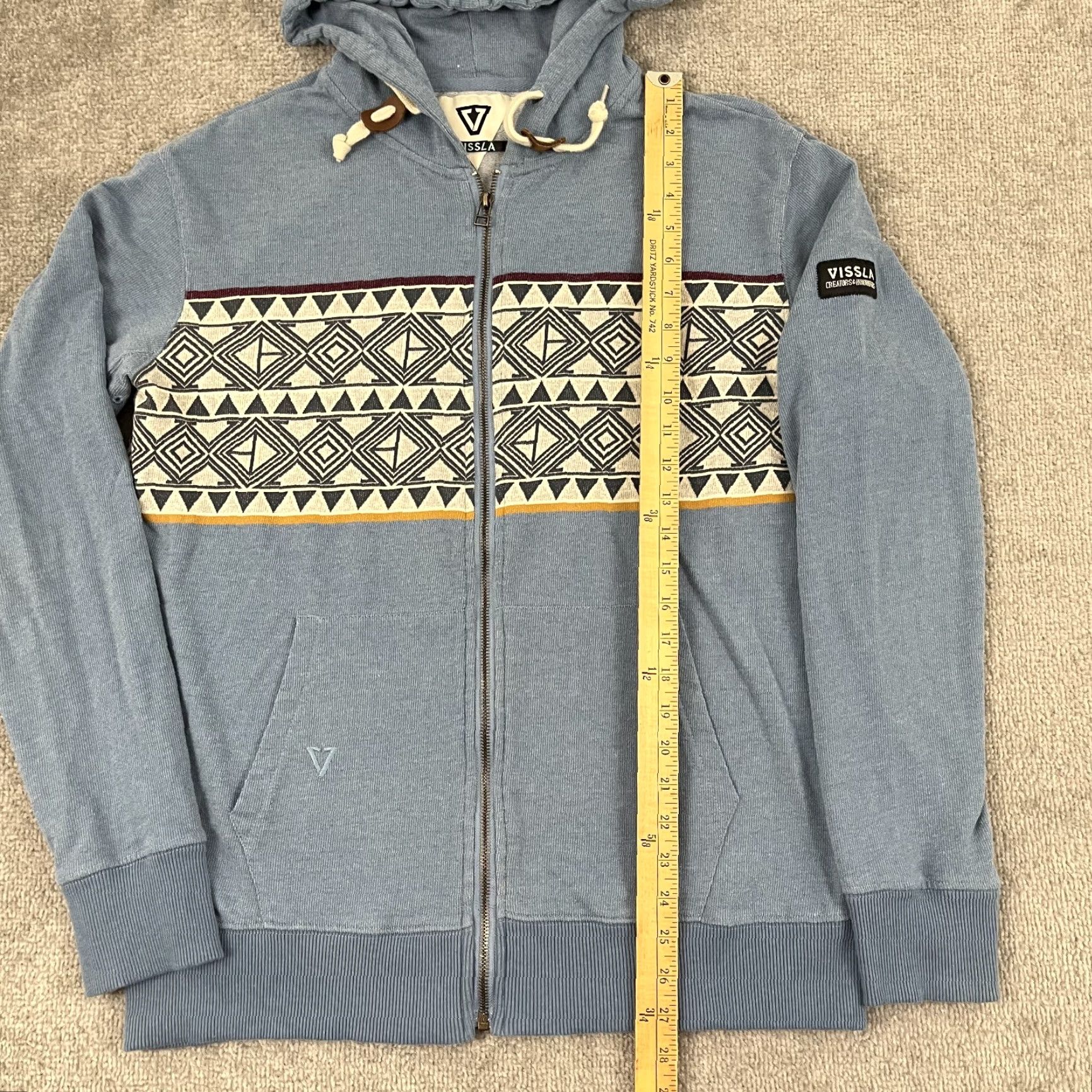 Vissla Vissla Jacket Mens L Blue Aztec Print Hooded Full Zip Pockets Outdoor Beach Outdoors Size US L / EU 52-54 / 3 - 5 Thumbnail