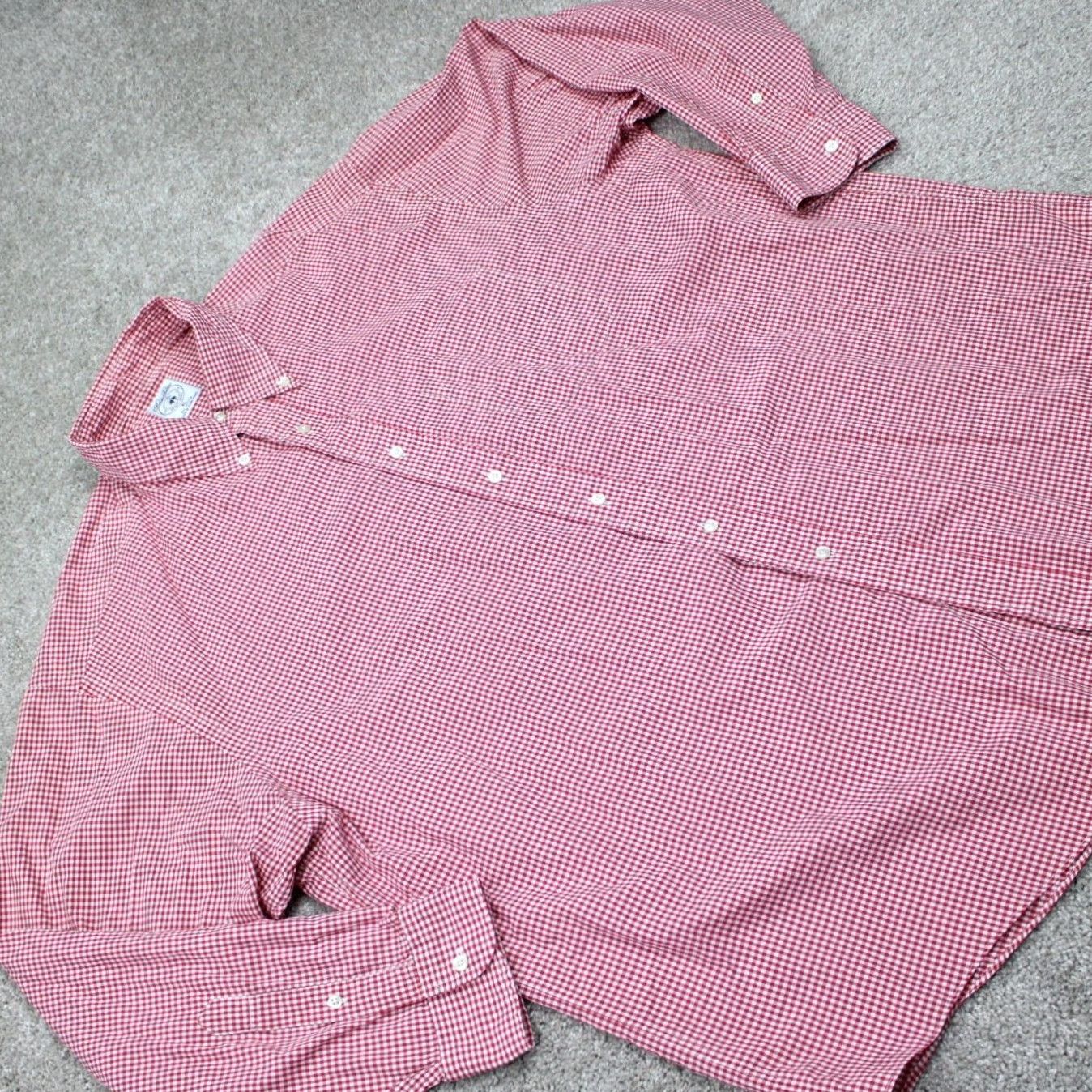Brooks Brothers Brooks Brothers Sport Shirt Mens XL Red/White Checkered Cotton L/S Button-Down Size US XL / EU 56 / 4 - 7 Thumbnail