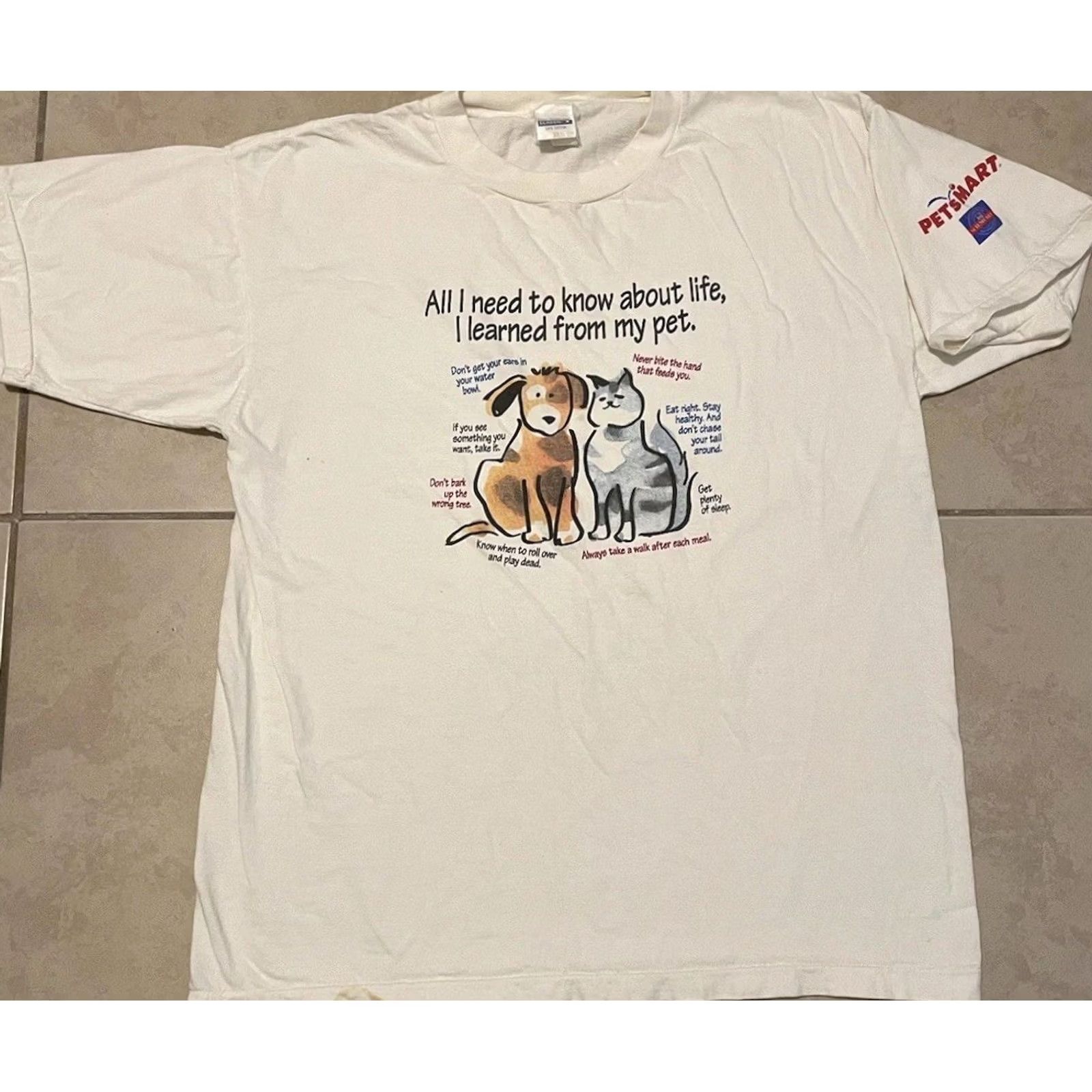 Vintage VINTAGE 90s Petsmart I Learned Everything From My Pets Faded Shirt XL White Dog Cat Funny T-Shirt Mens Size US XL / EU 56 / 4 - 2 Thumbnail