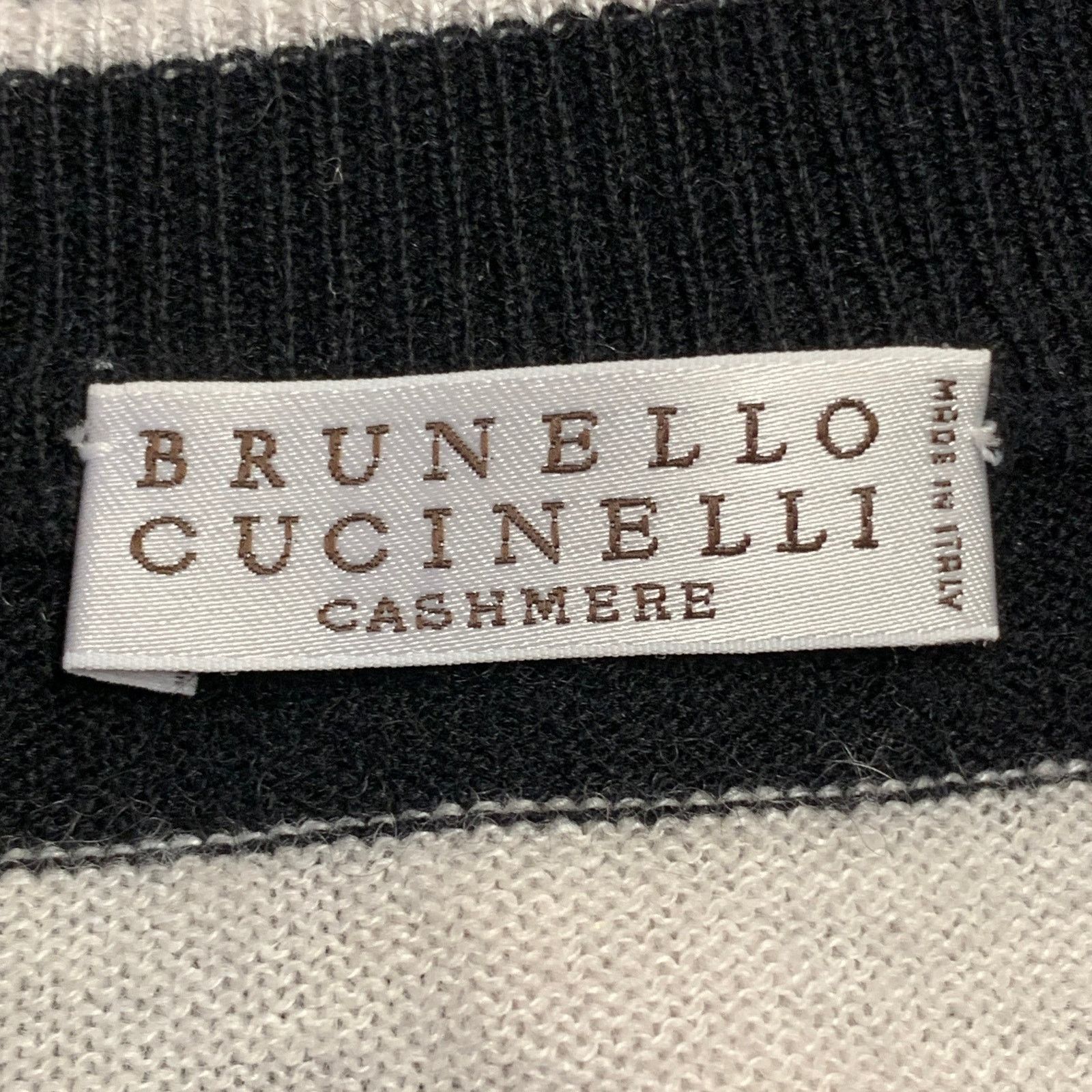 Brunello Cucinelli Black White Cashmere Stripe Monili Beaded Sequined Cardigan Size L / US 10 / IT 46 - 5 Thumbnail