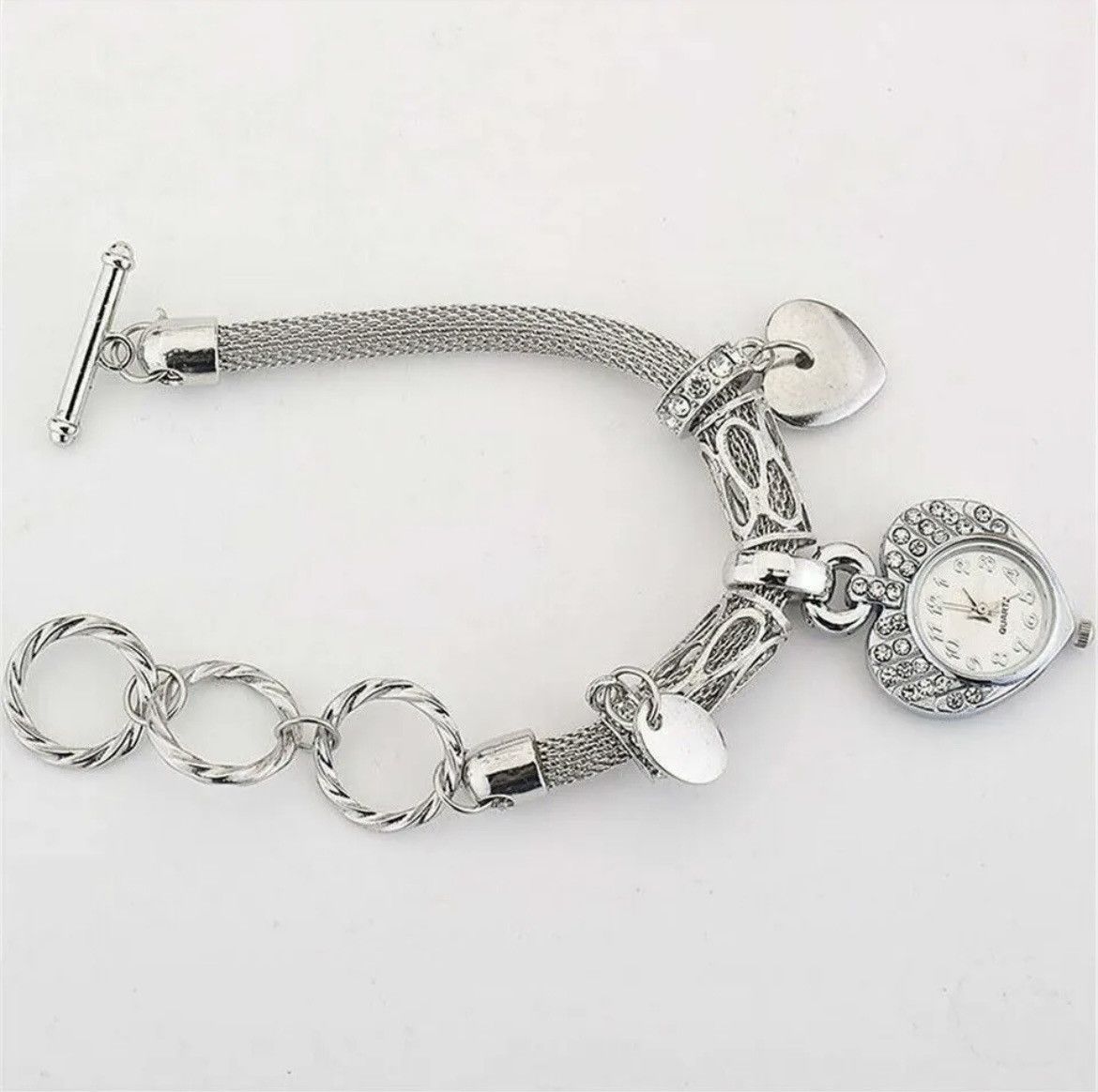 Other Silver Bangle Women's Wristwatch w/Crystal Accents (New) Size ONE SIZE - 3 Thumbnail