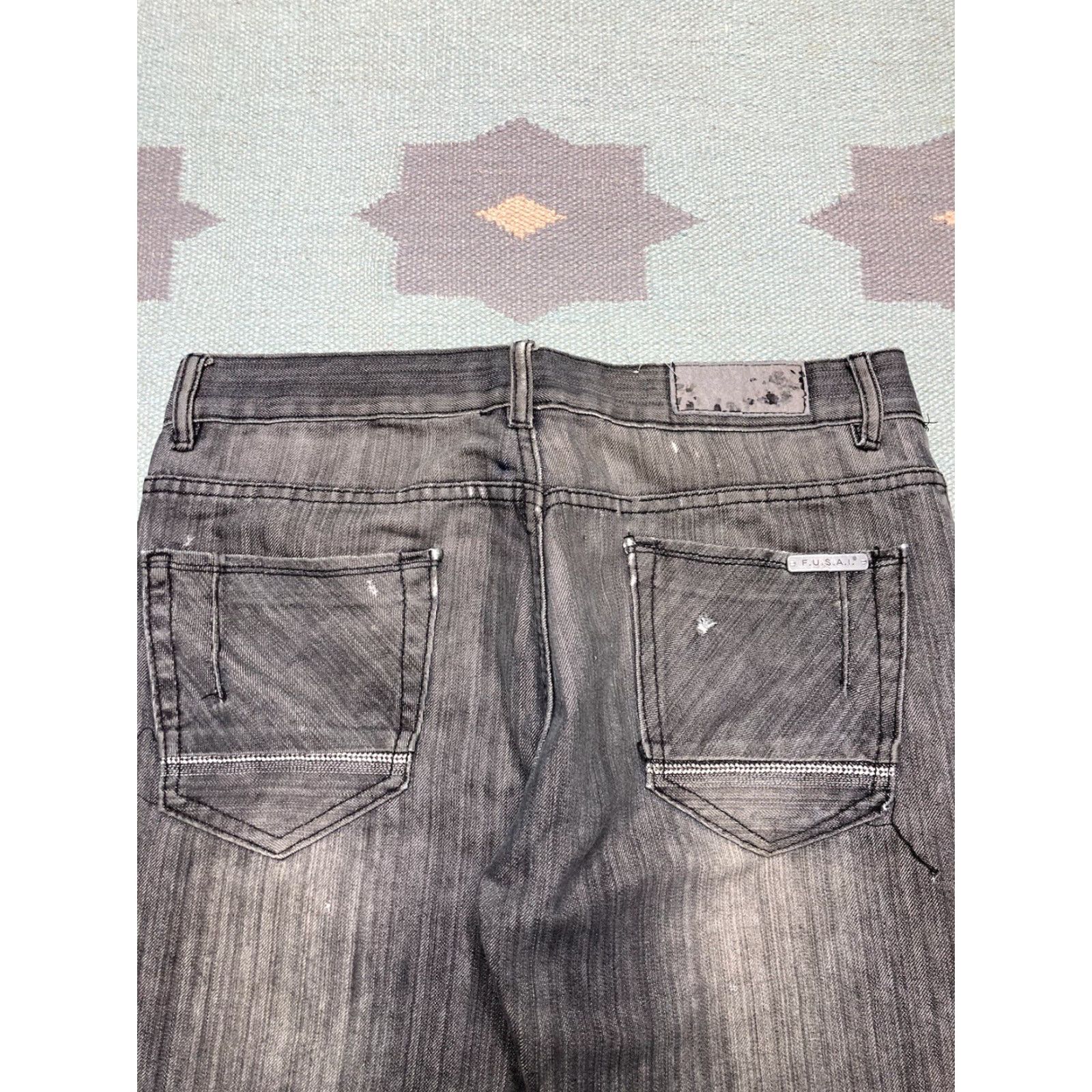 Vintage VINTAGE Fusai Jeans Baggy Embroidered Black Grunge Cybergoth Skater 34x31 Men Size US 34 / EU 50 - 4 Thumbnail