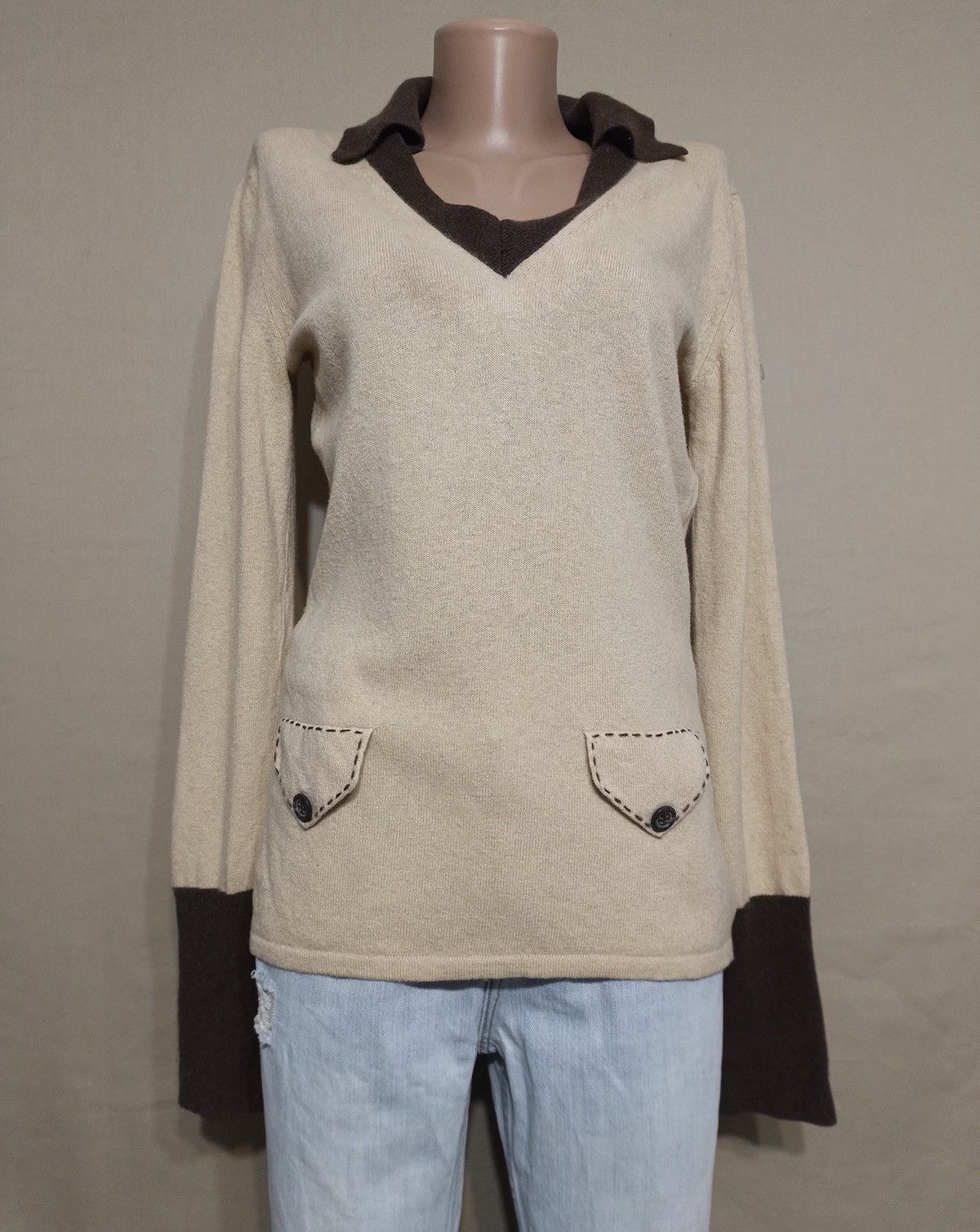 Other Donna Lane Pure Cashmere Beige Designer Sweater Size L Size L / US 10 / IT 46 - 1 Thumbnail