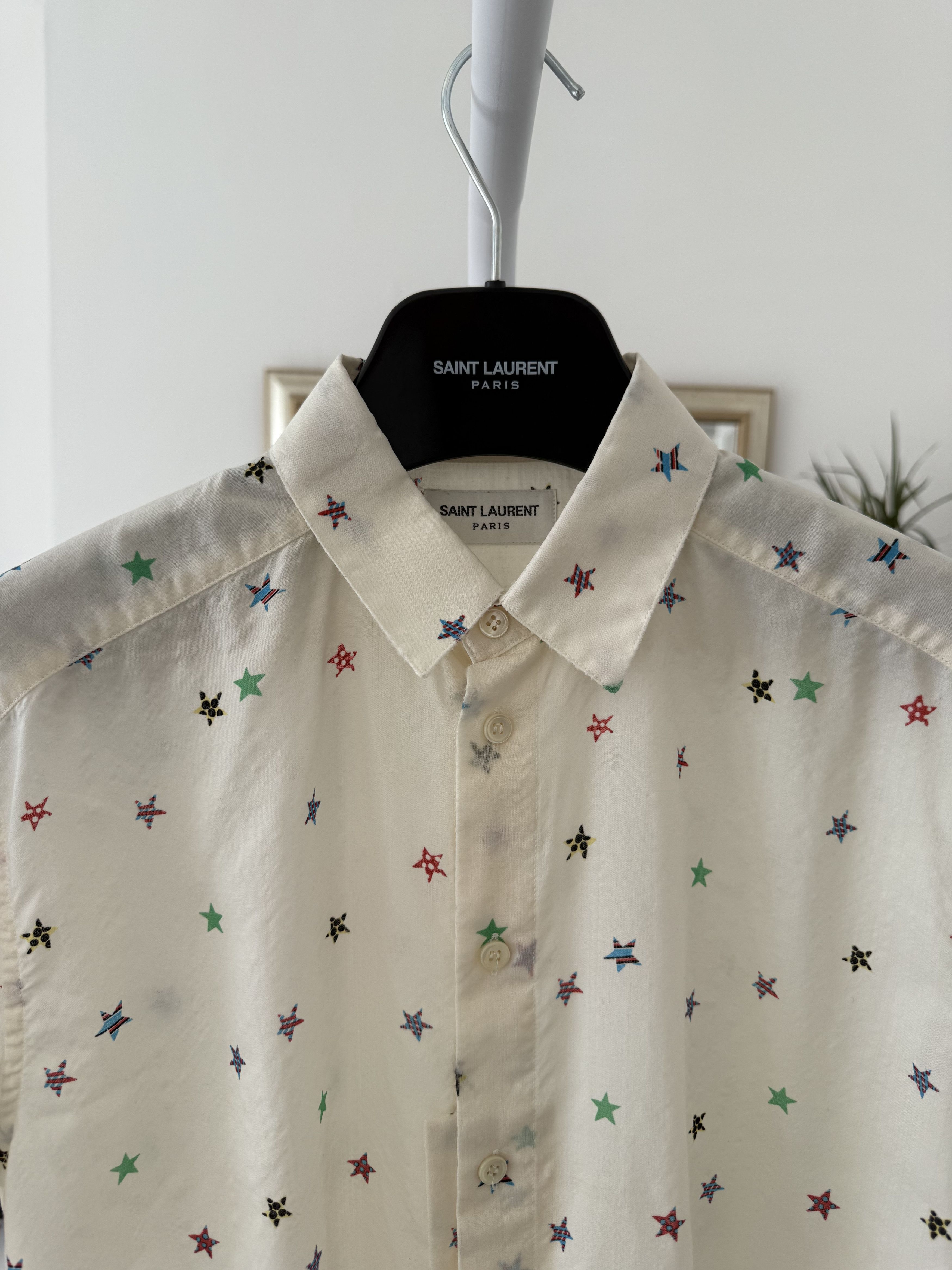 Saint Laurent Paris SS19 Saint Laurent Raw Hem Stars Shirt Size US XS / EU 42 / 0 - 9 Thumbnail