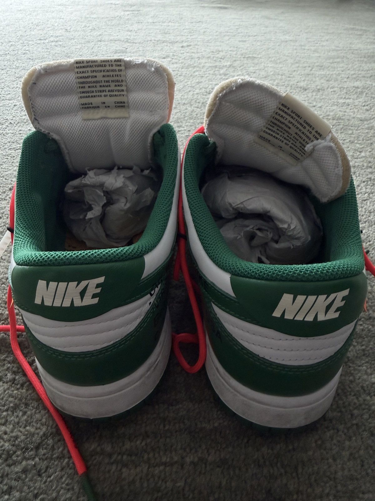 Nike × Off-White OFF WHITE X NIKE DUNK LOW PINE GREEN Size US 9.5 / EU 42-43 - 4 Thumbnail