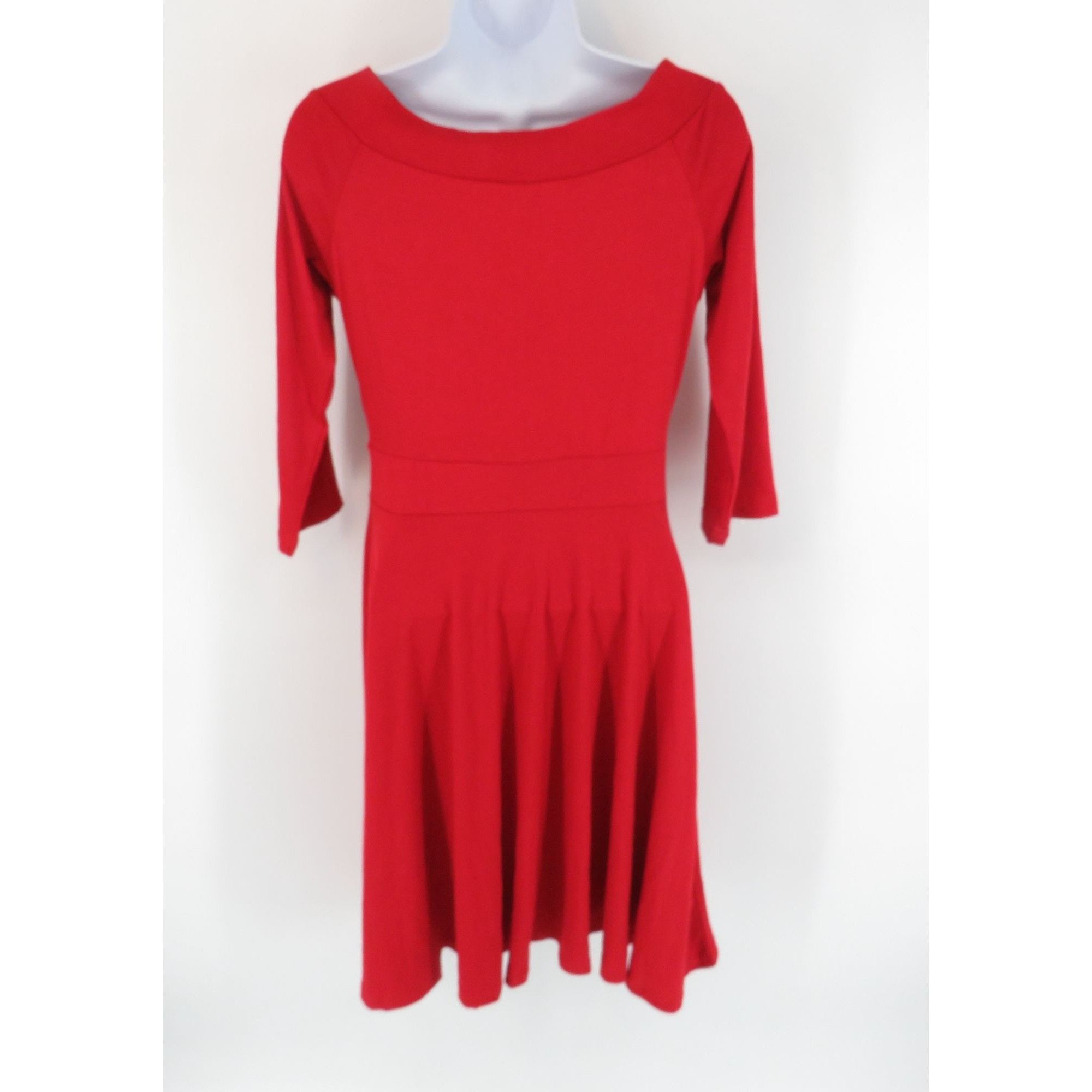 Other Oxiuly Fashion Women's Red 3/4 Sleeve A-Line Dress Small NWT Size S / US 4 / IT 40 - 3 Thumbnail